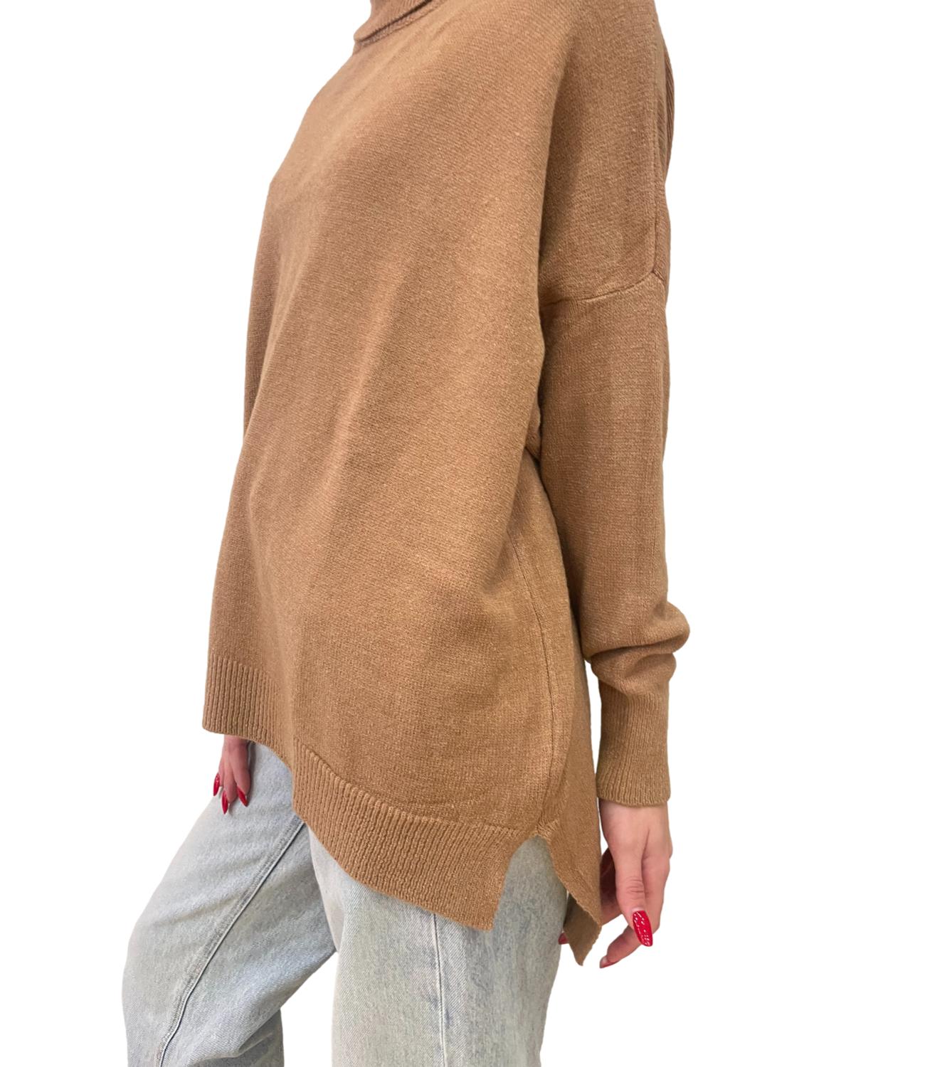 Le Streghe Maglia Collo Alto Cammello Donna