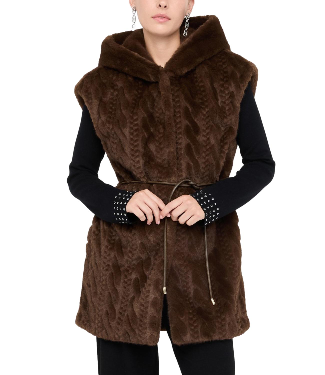 Liu Jo Gilet Pelliccia Cioccolato Donna