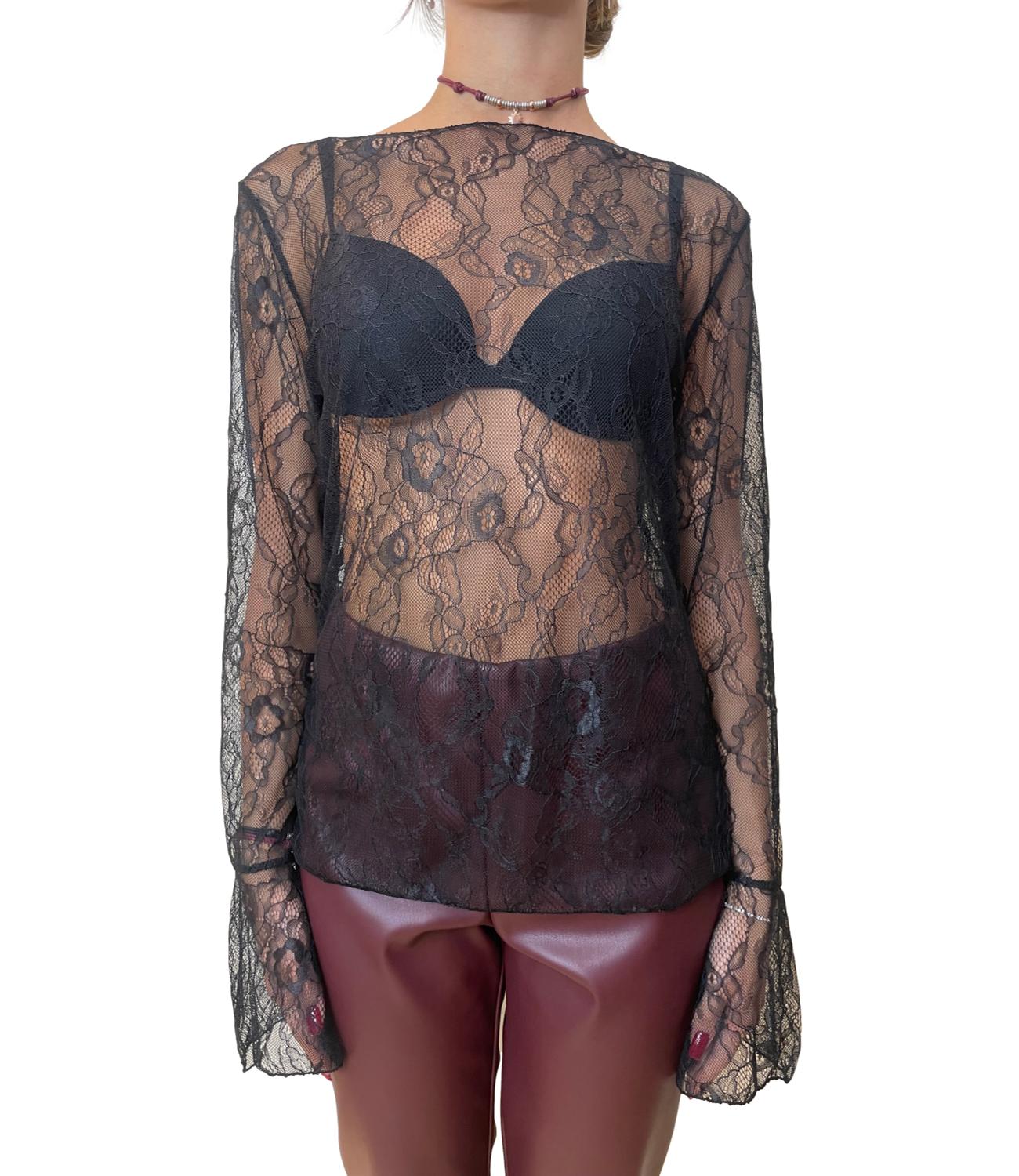 Motel Maglia Pizzo Nero Donna