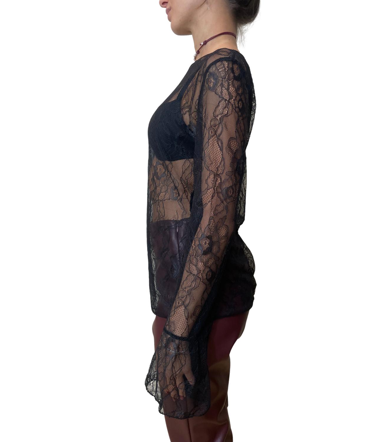 Motel Maglia Pizzo Nero Donna