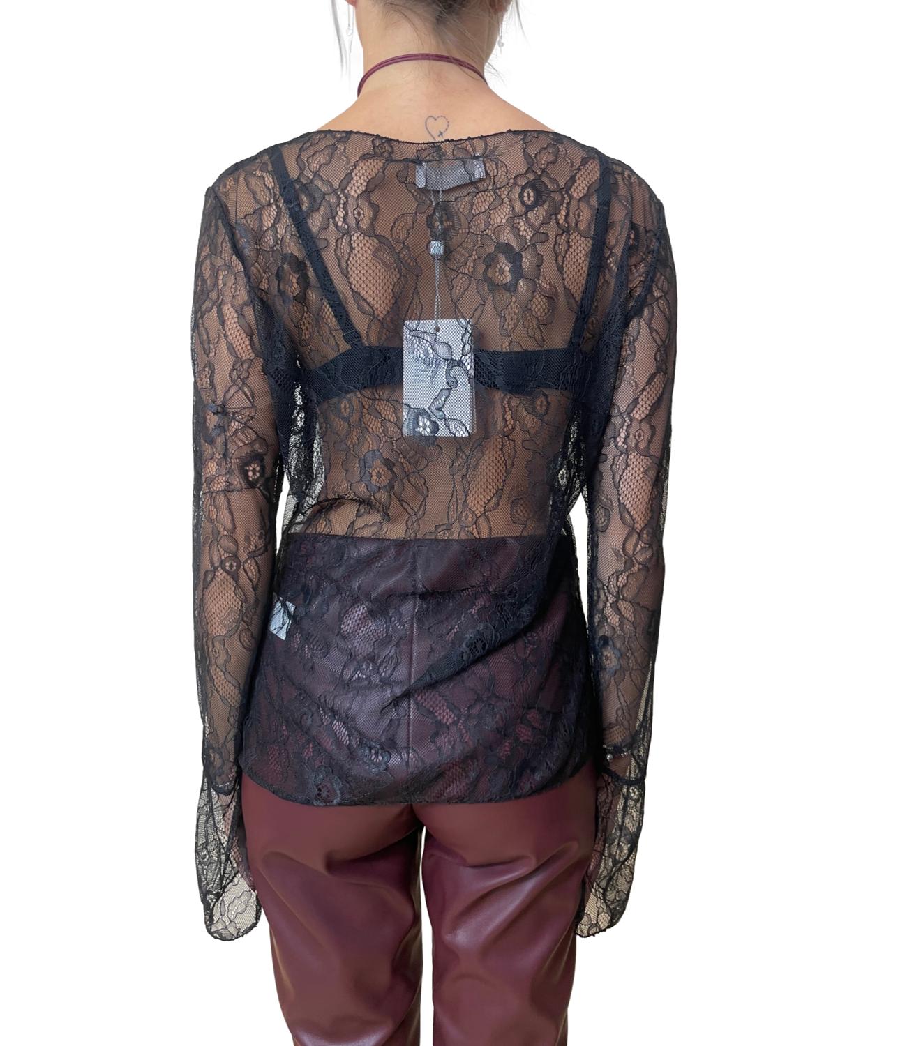 Motel Maglia Pizzo Nero Donna
