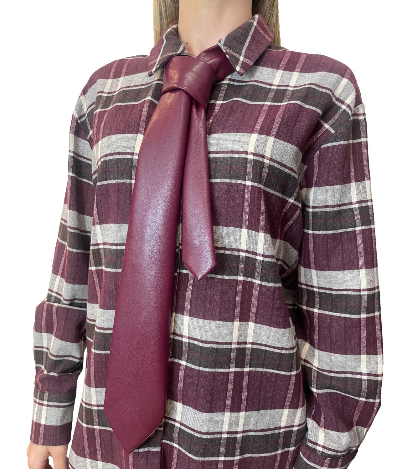 Motel Camicia Check C/Cravatta Bordeaux Donna