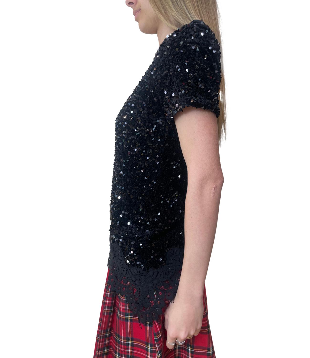 Motel Camicia Paillettes Nera Donna