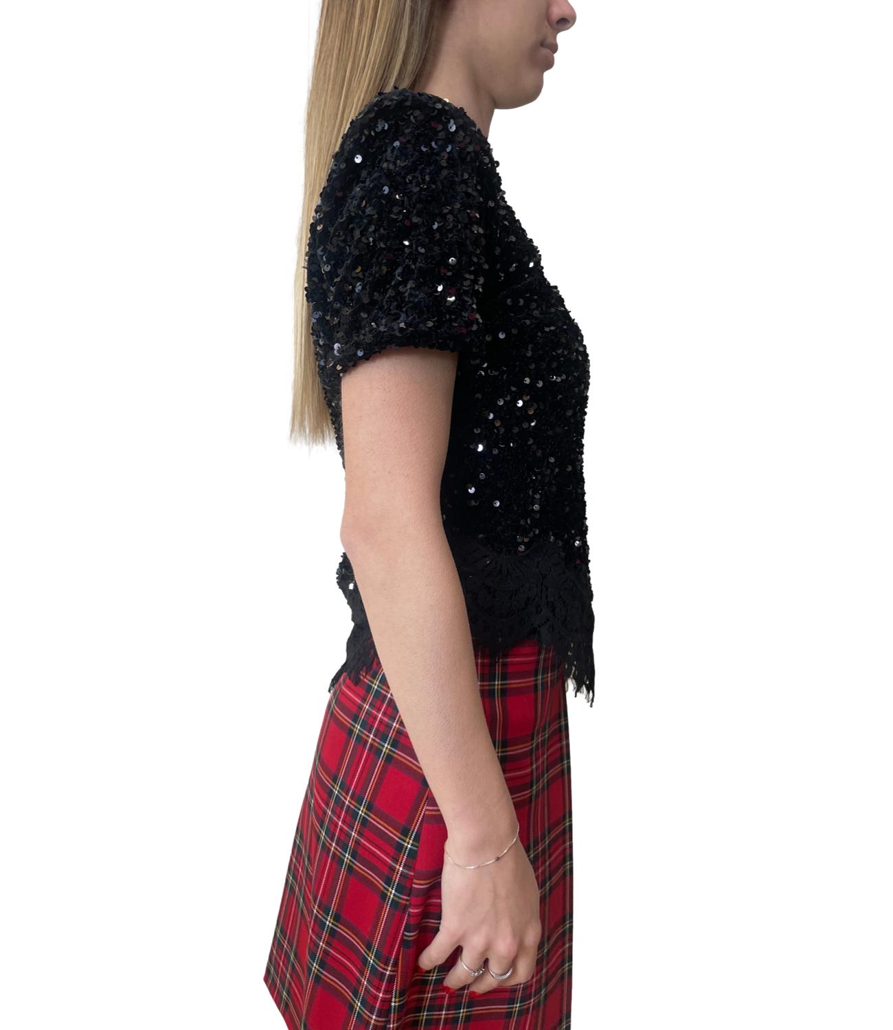 Motel Camicia Paillettes Nera Donna