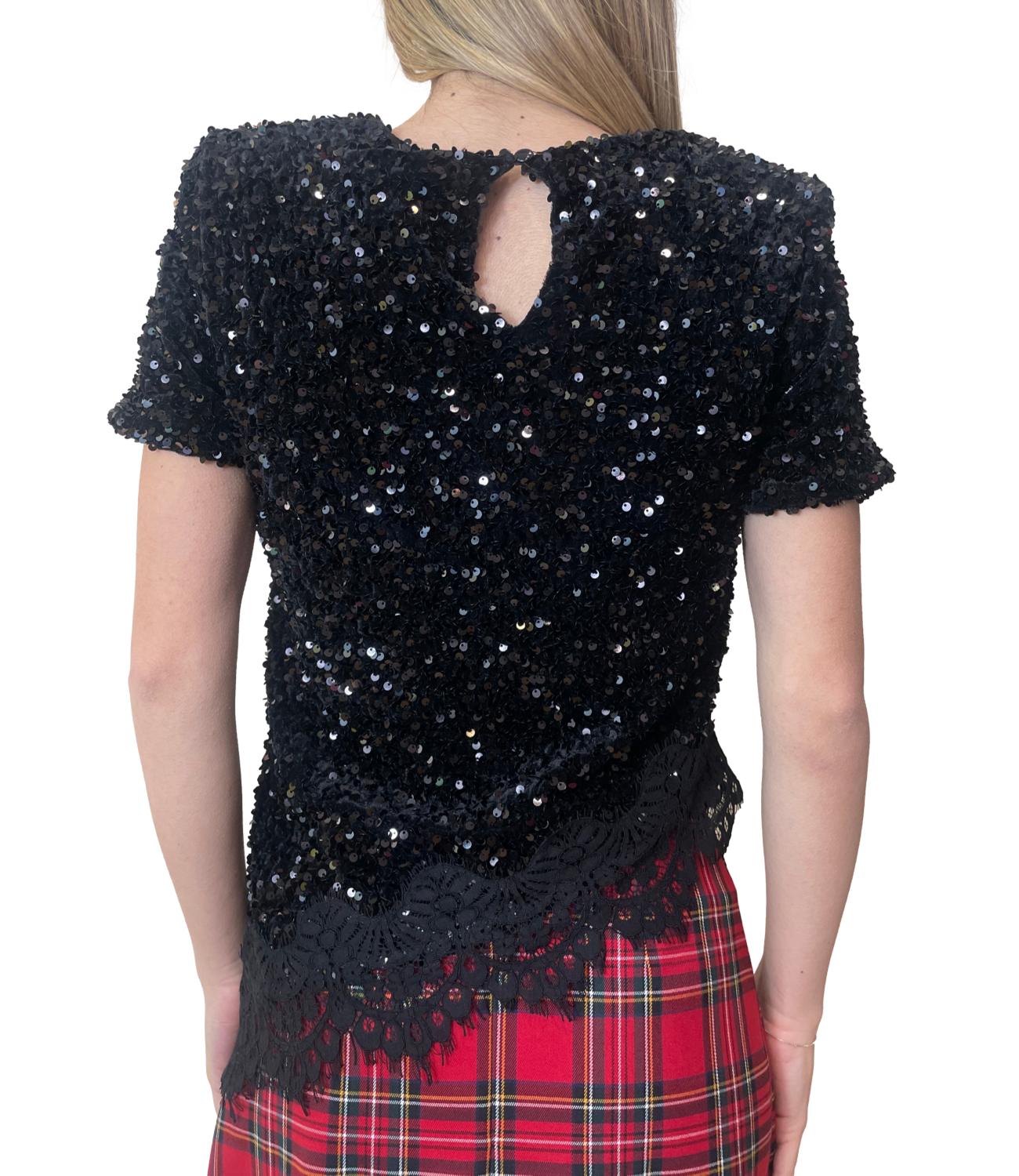 Motel Camicia Paillettes Nera Donna