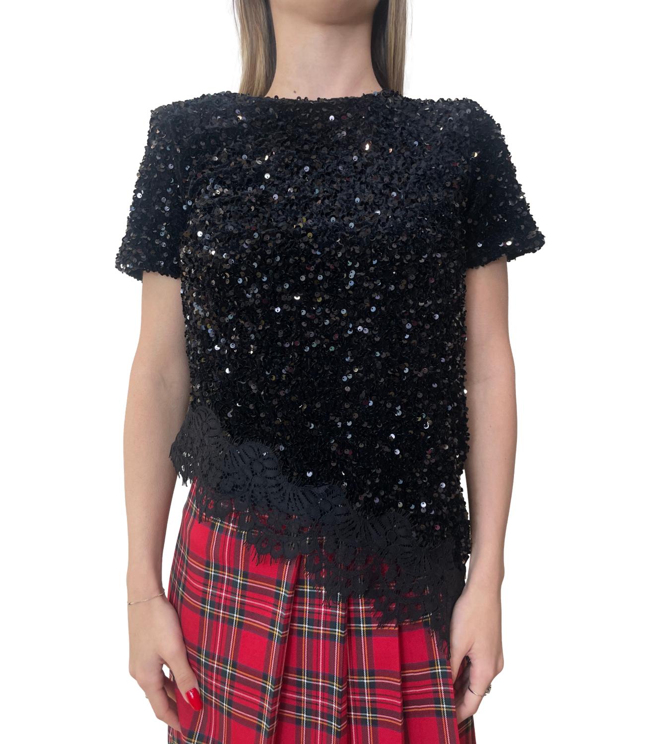 Motel Camicia Paillettes Nera Donna