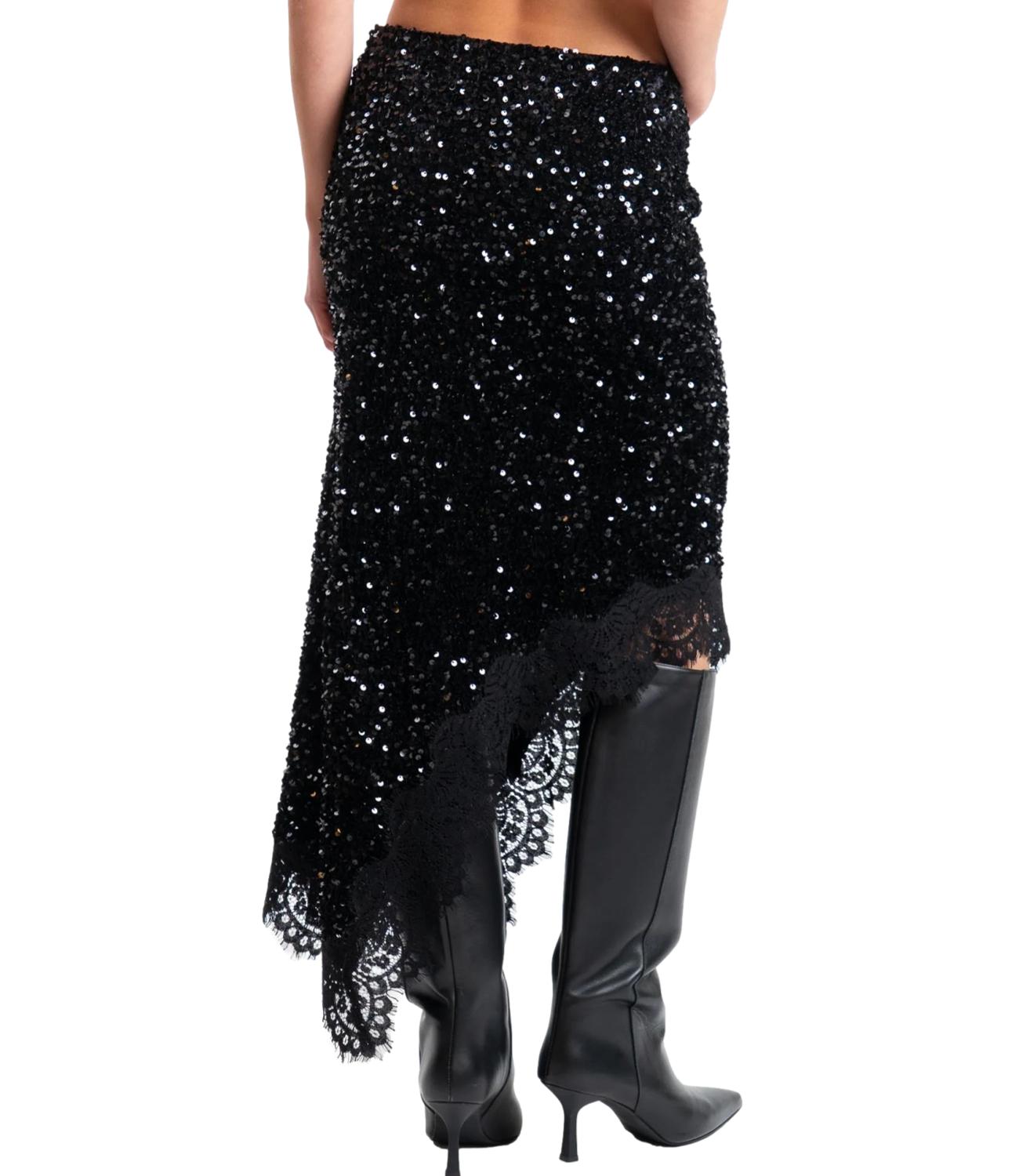 Motel Gonna Paillettes Nero Donna