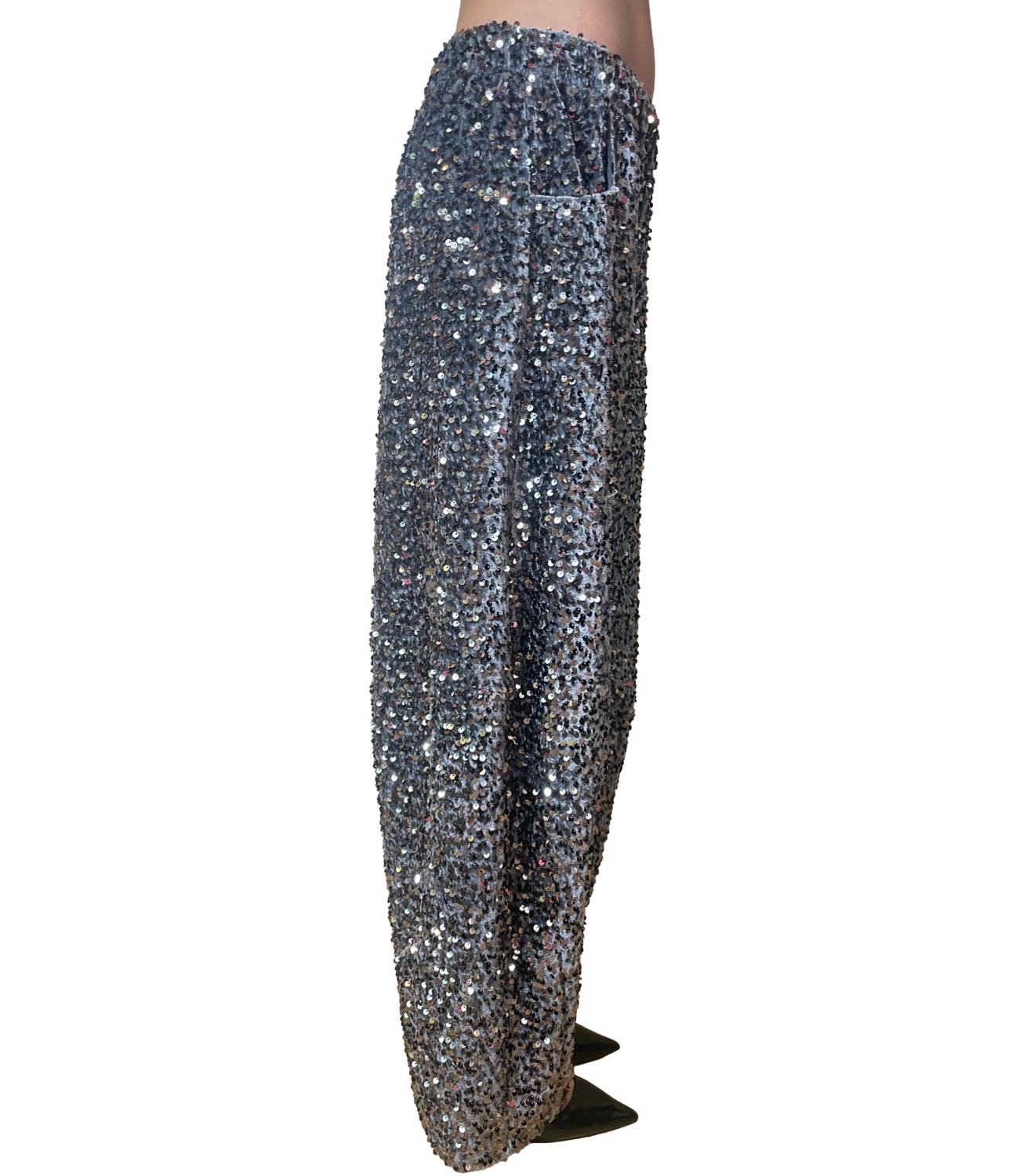 Motel Pantalone Paillettes Grigio Donna