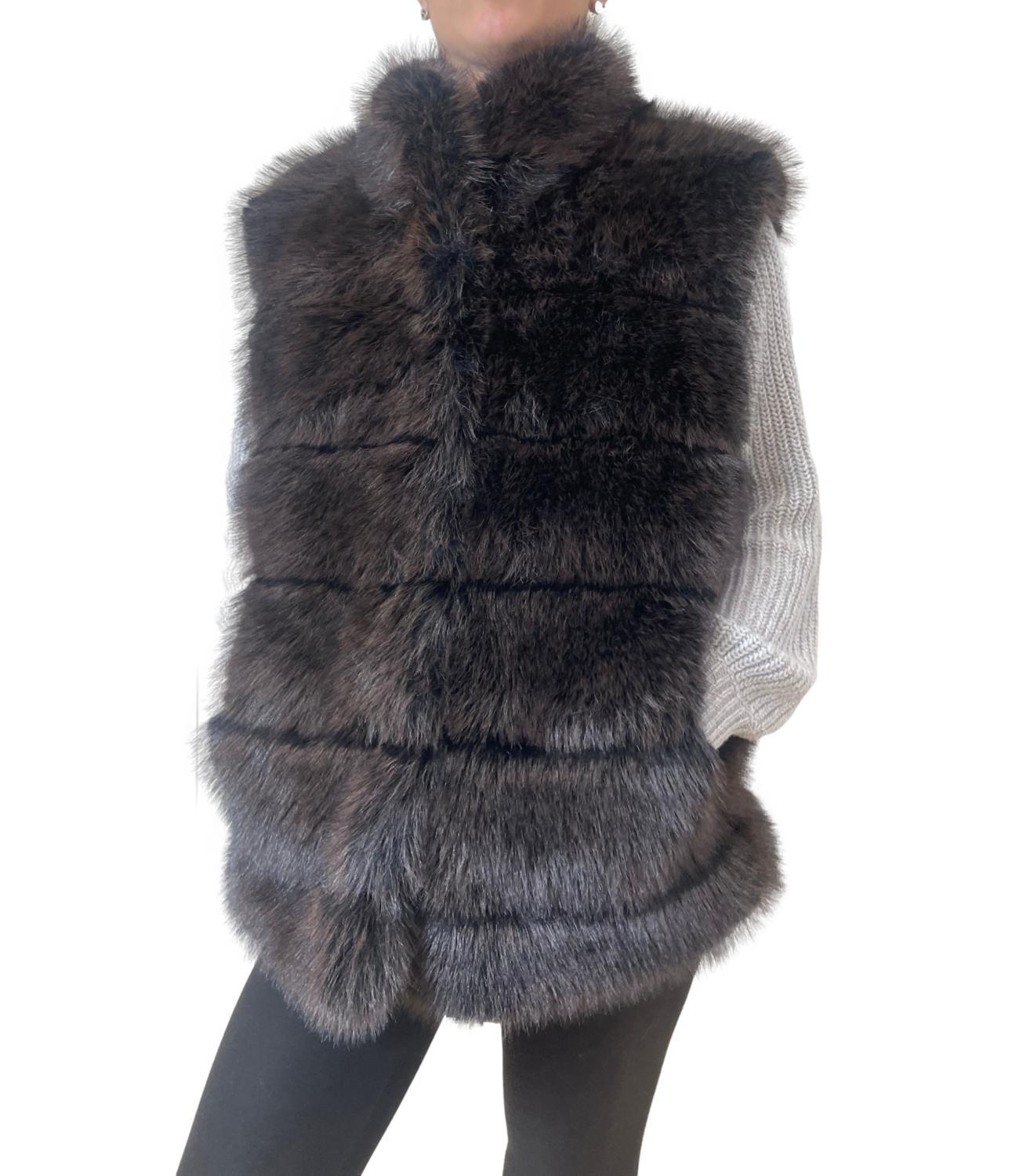 Studio It gilet eco-fur moro donna
