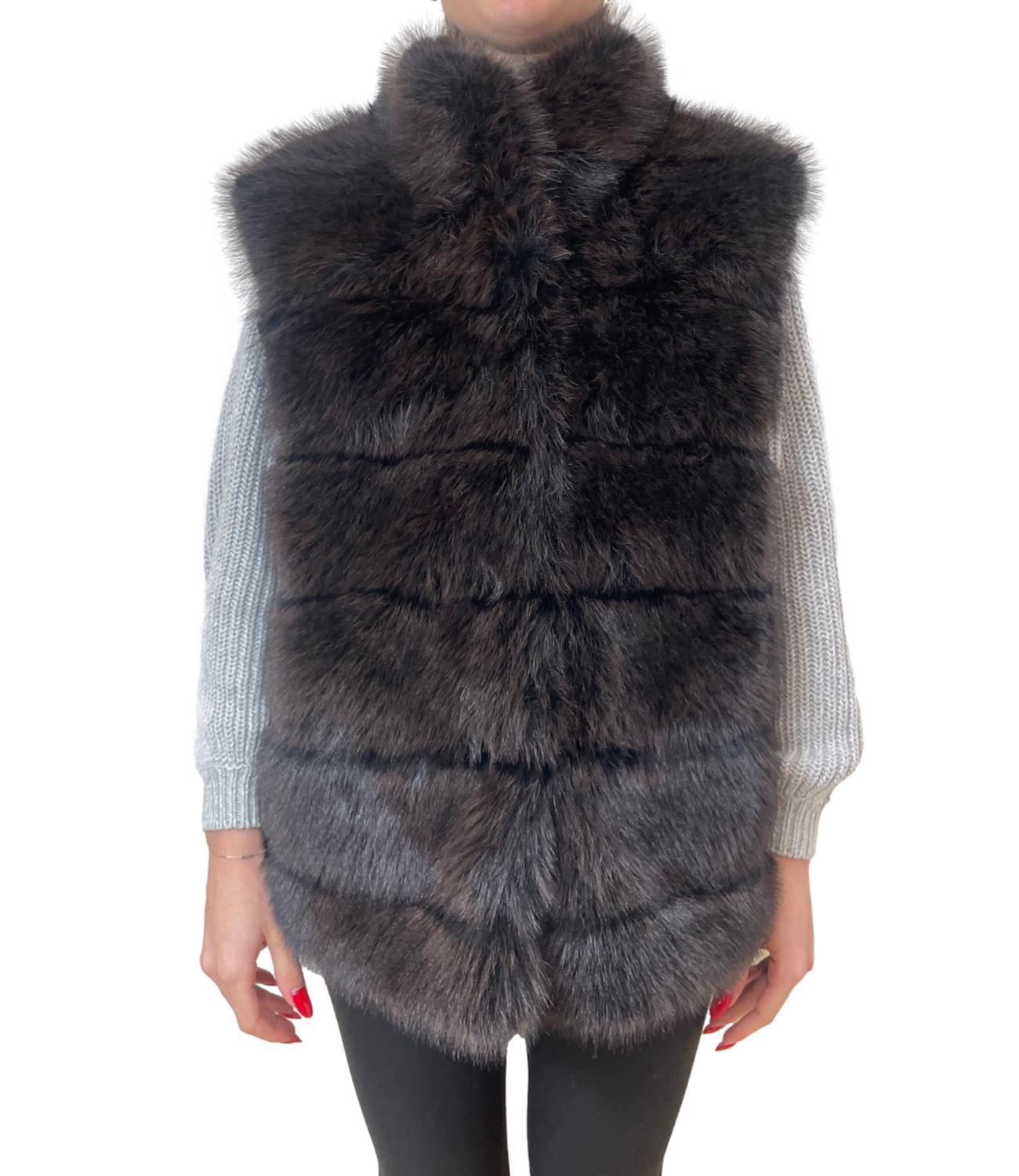 Studio It gilet eco-fur moro donna