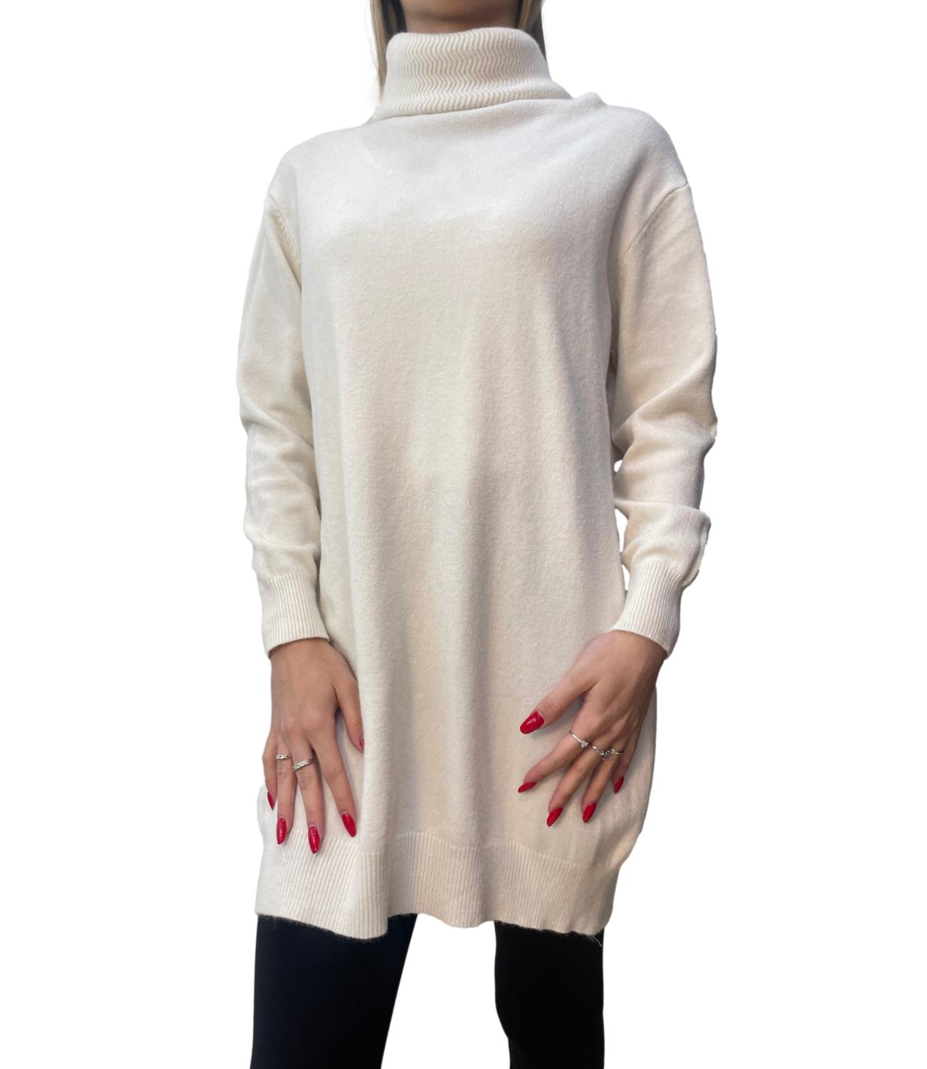 Studio It abito collo alto panna donna