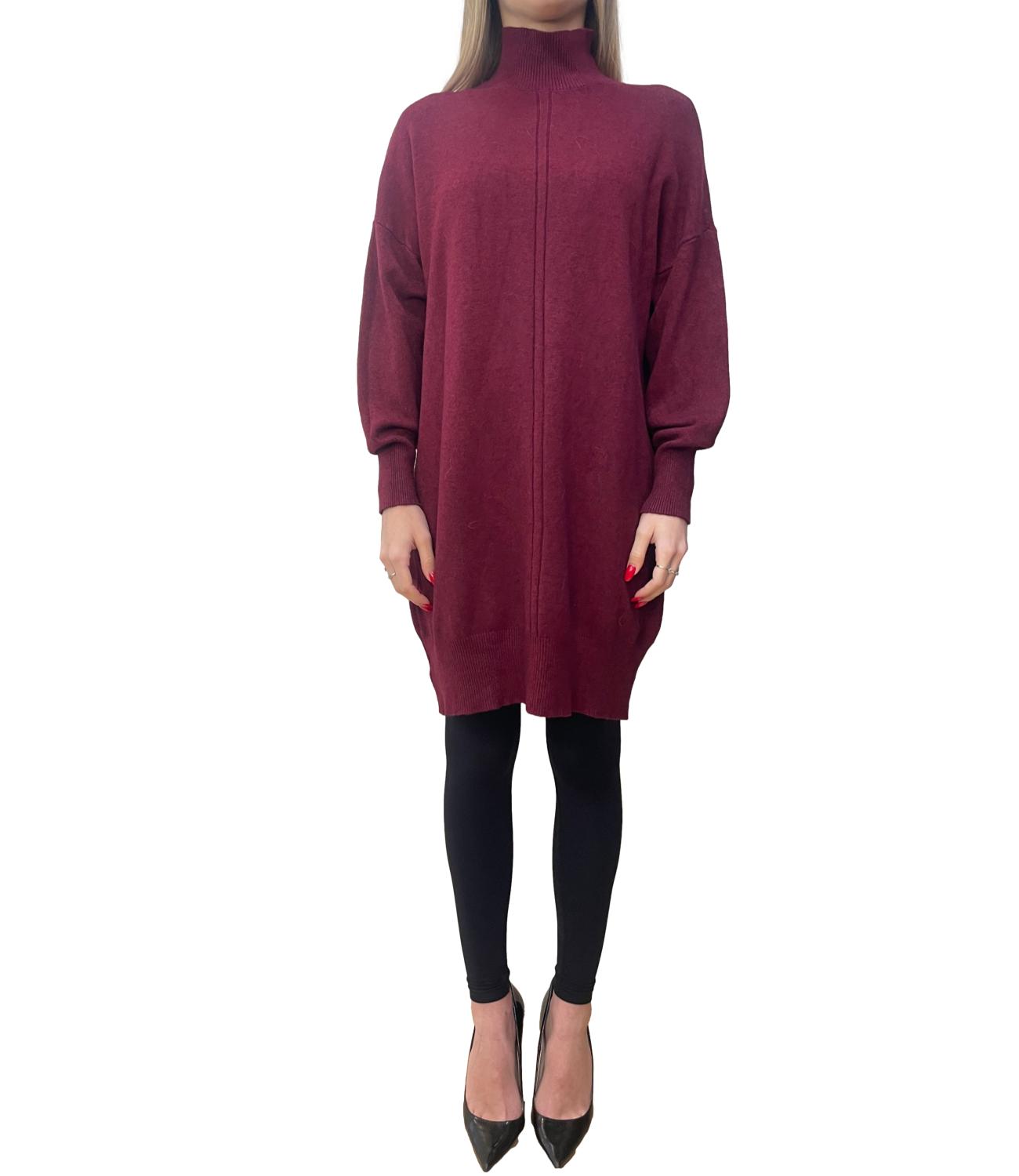 Studio It abito collo alto bordeaux donna