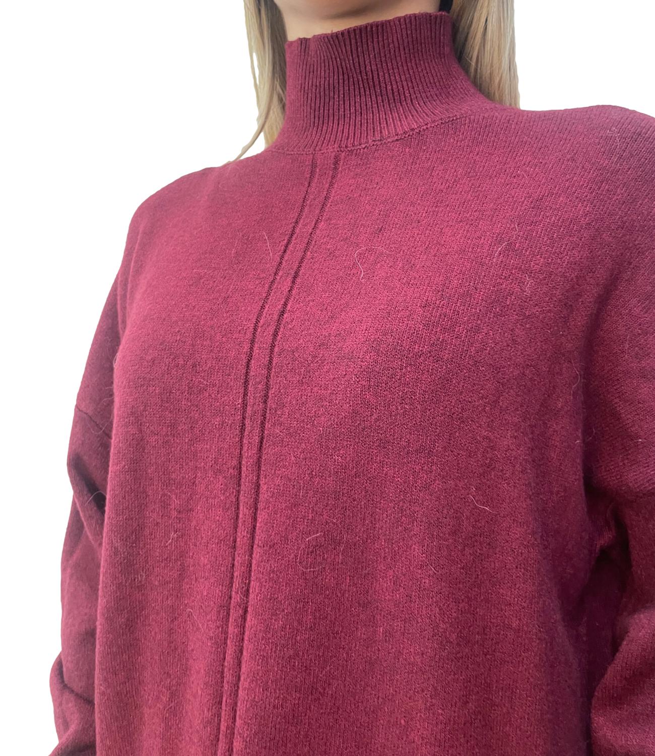 Studio It abito collo alto bordeaux donna