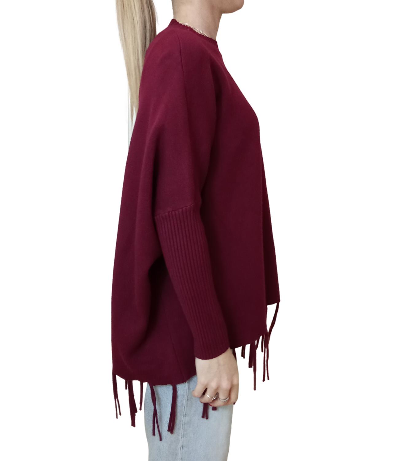 Studio It Maglia Frange Bordeaux Donna
