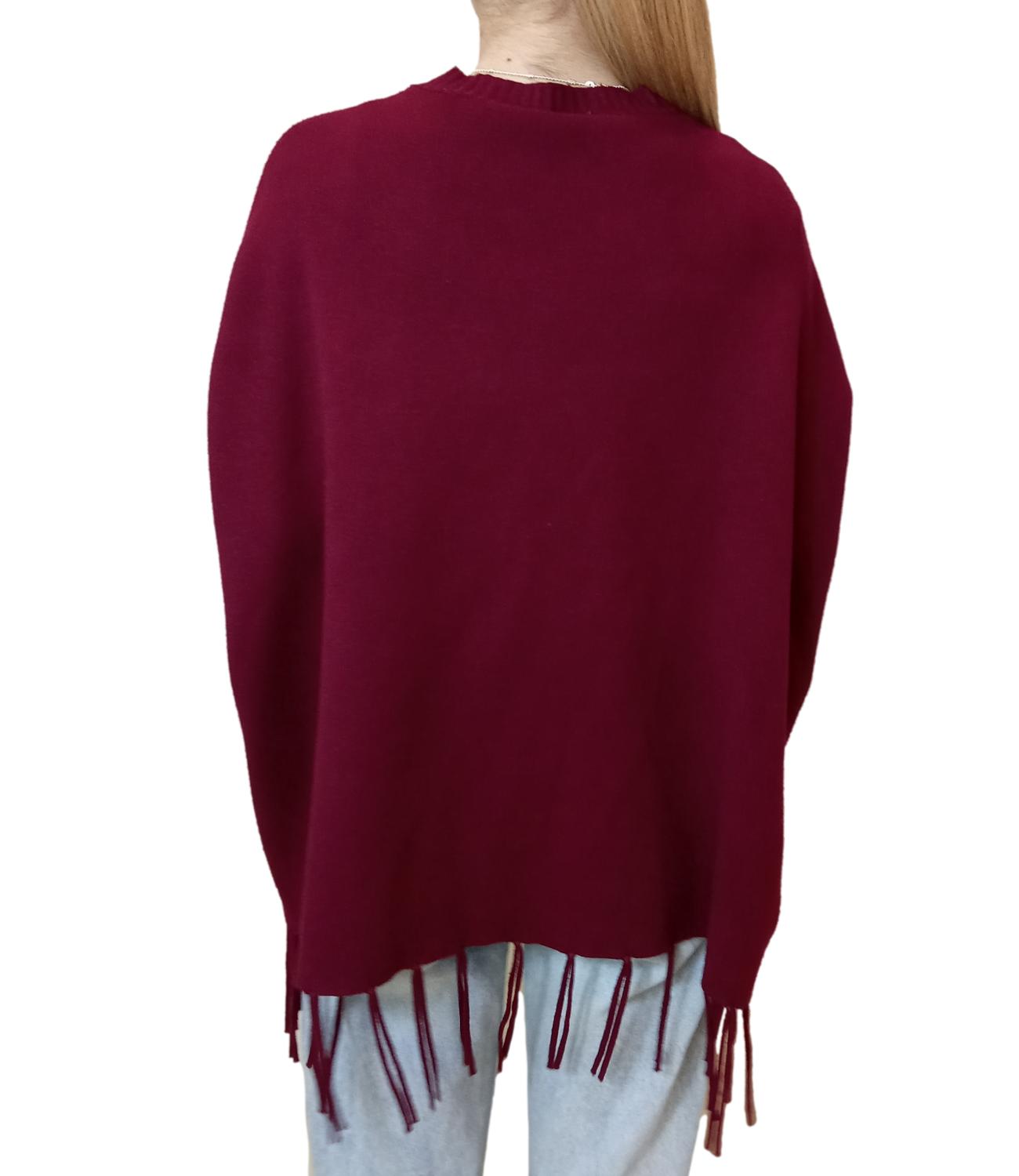 Studio It Maglia Frange Bordeaux Donna
