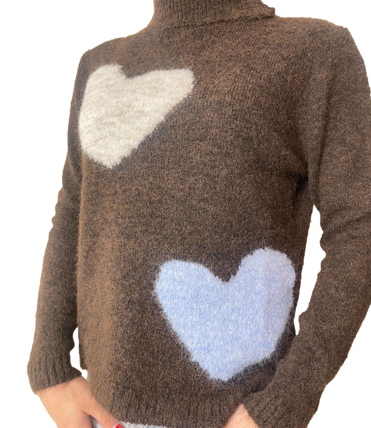 Susy Mix maglia raglan cuori moro donna