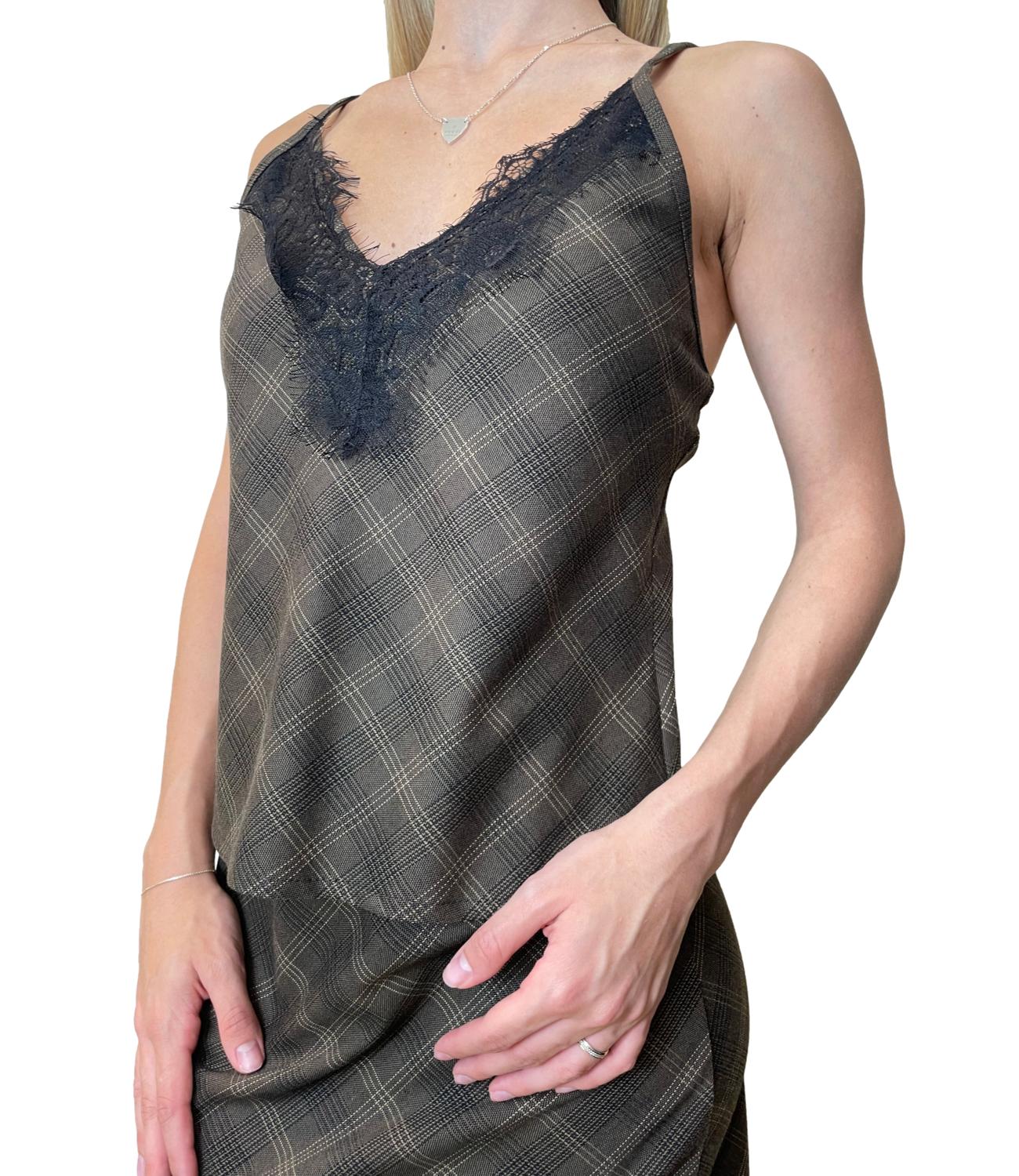 Susy Mix Top Check Fango Donna