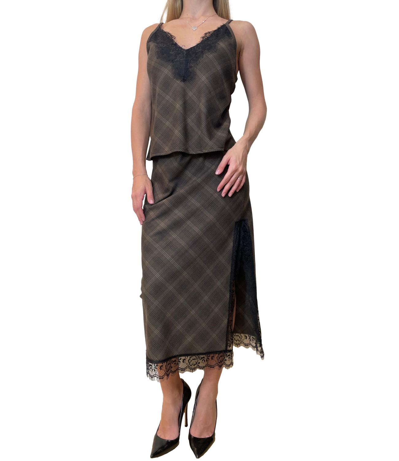 Susy Mix Top Check Fango Donna
