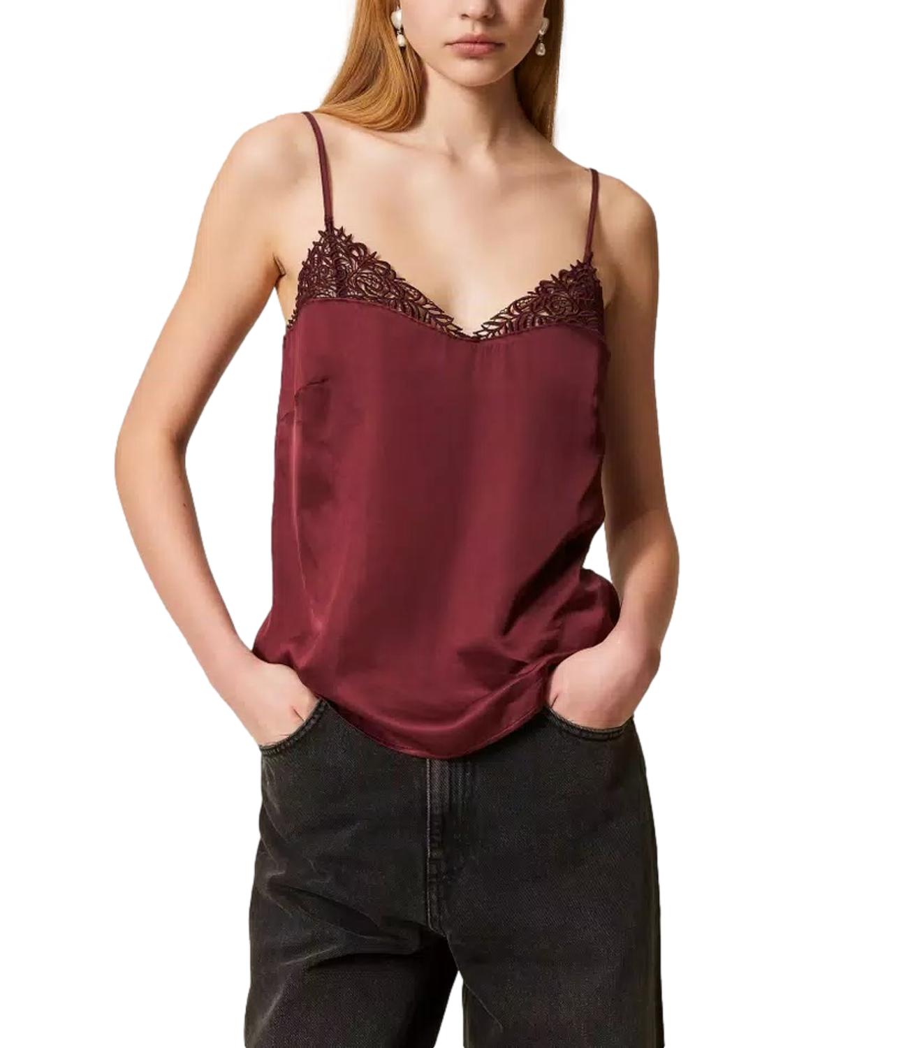 Twinset Top Pizzo Viola Donna
