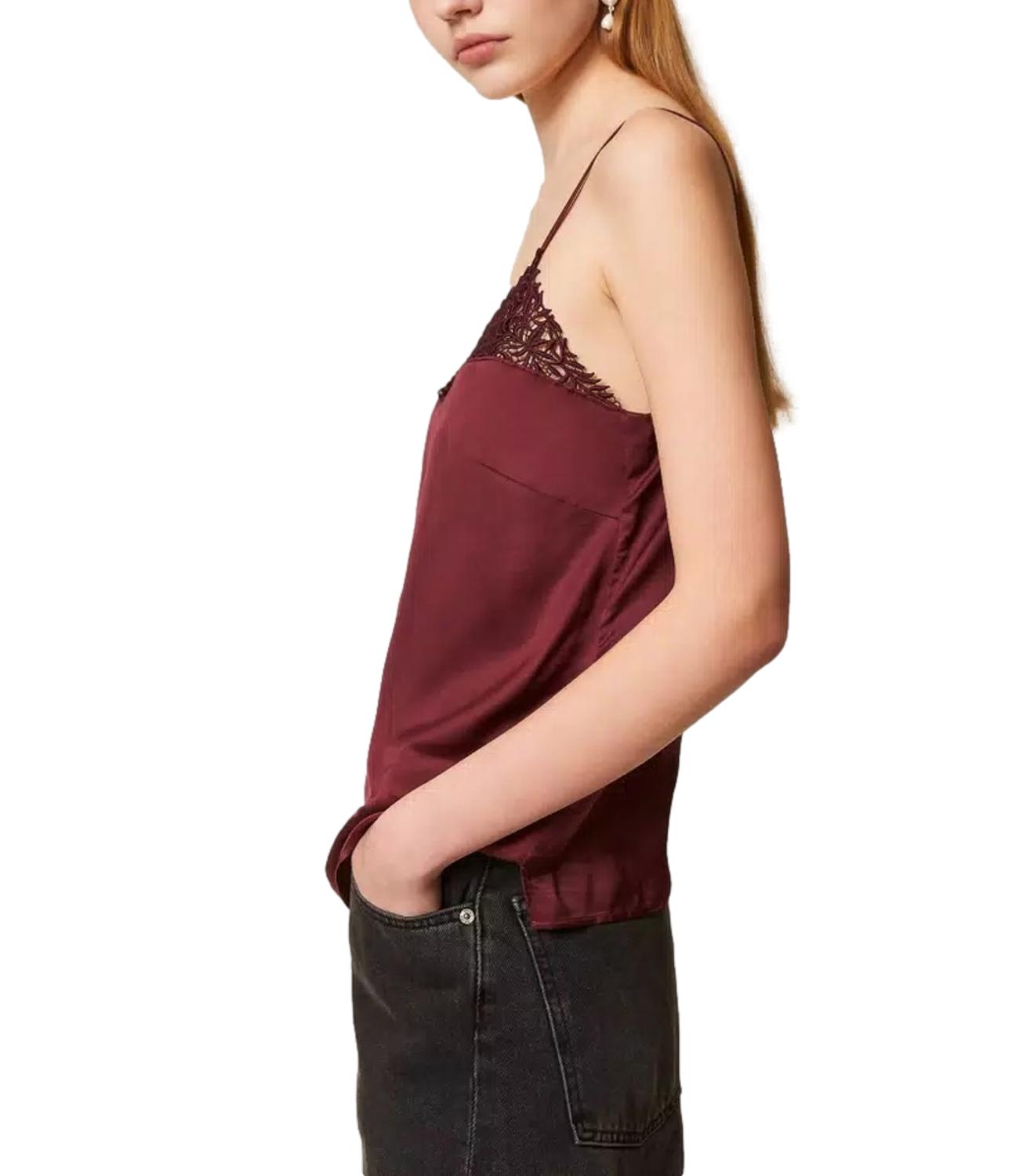 Twinset Top Pizzo Viola Donna