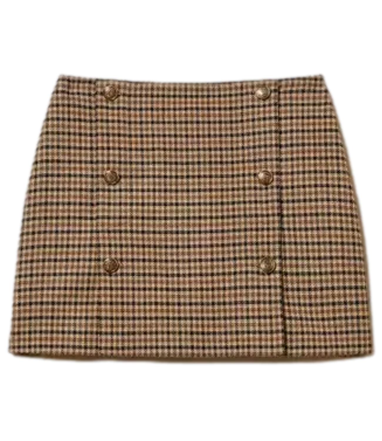 Twinset Minigonna Con Bottoni Check Cammello Donna