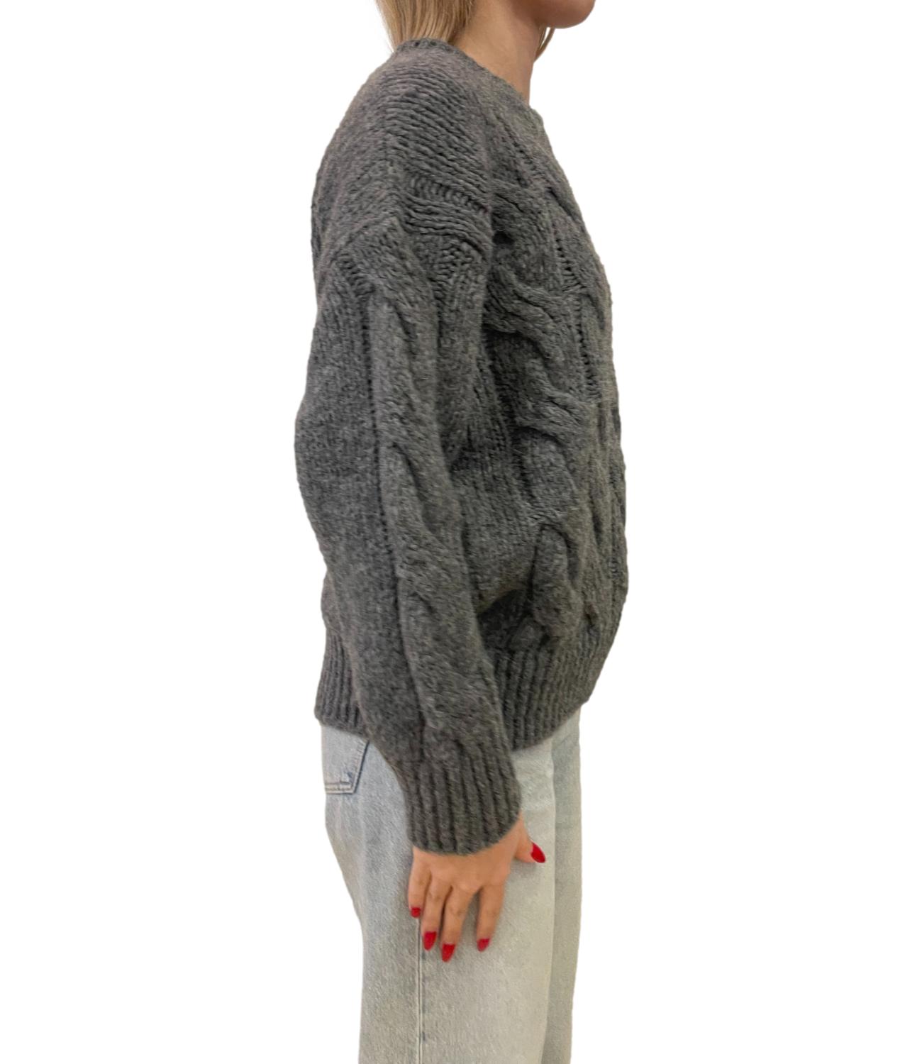 Vicolo Maglia Trecce Grigio Donna