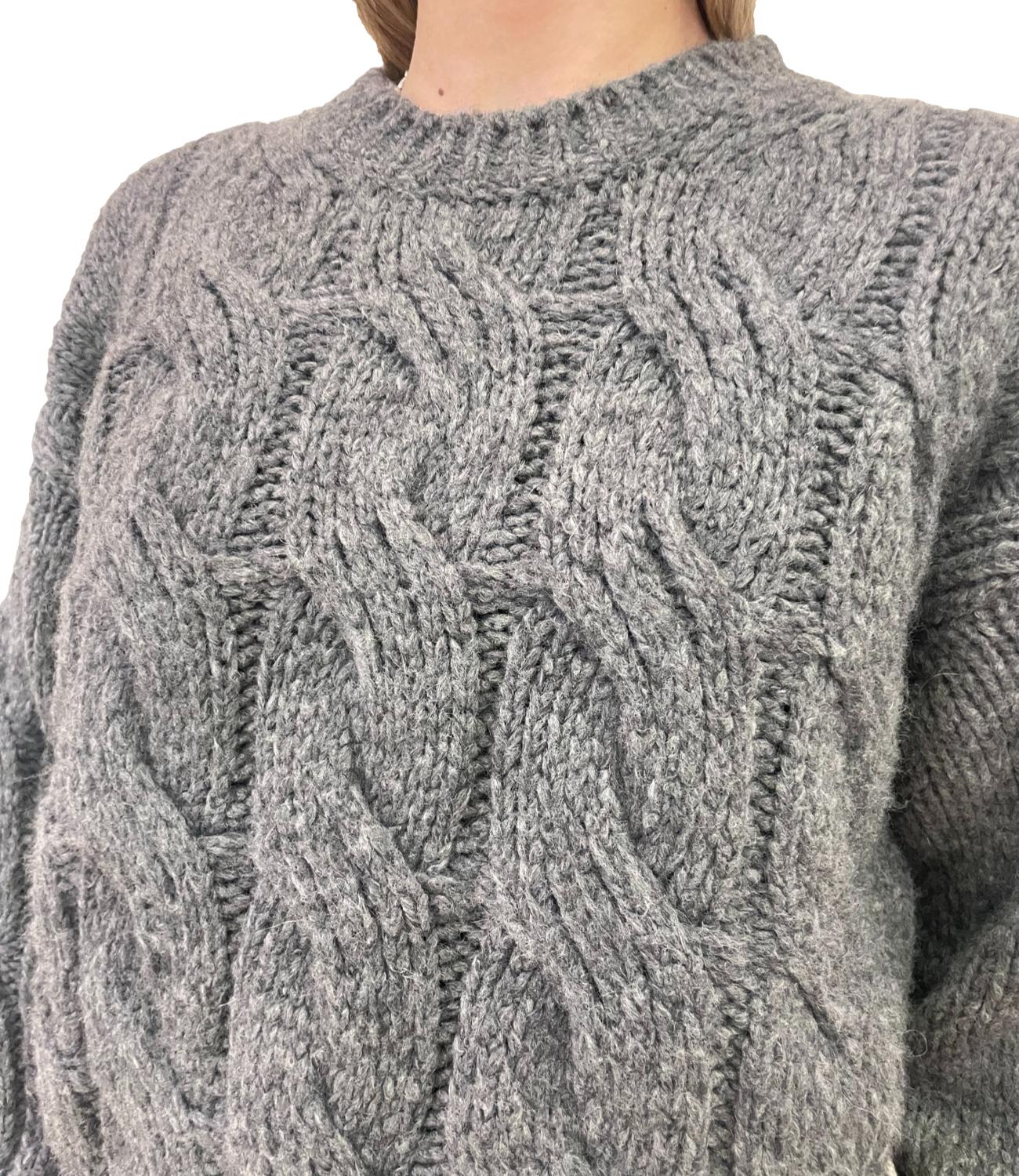 Vicolo Maglia Trecce Grigio Donna