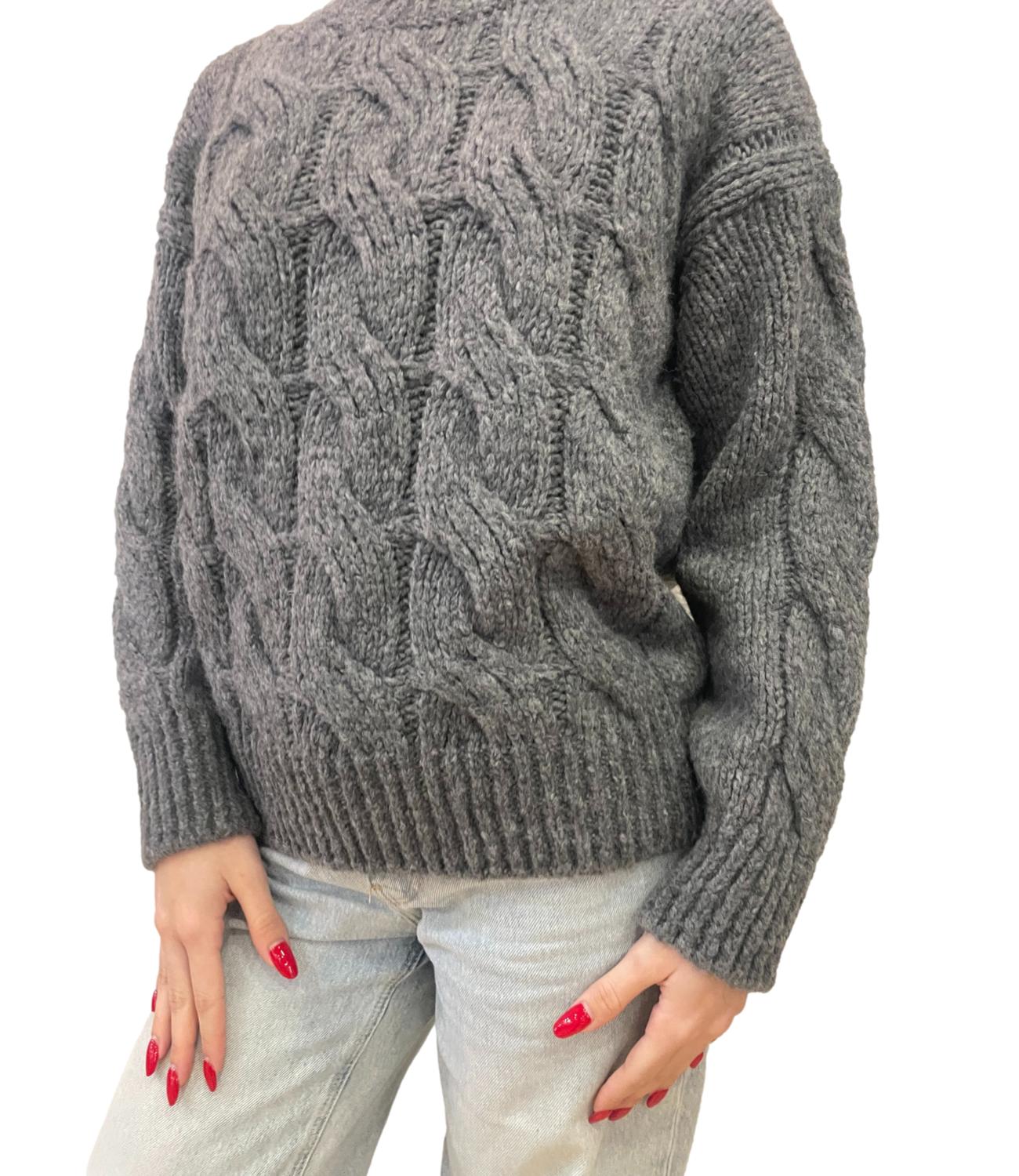 Vicolo Maglia Trecce Grigio Donna