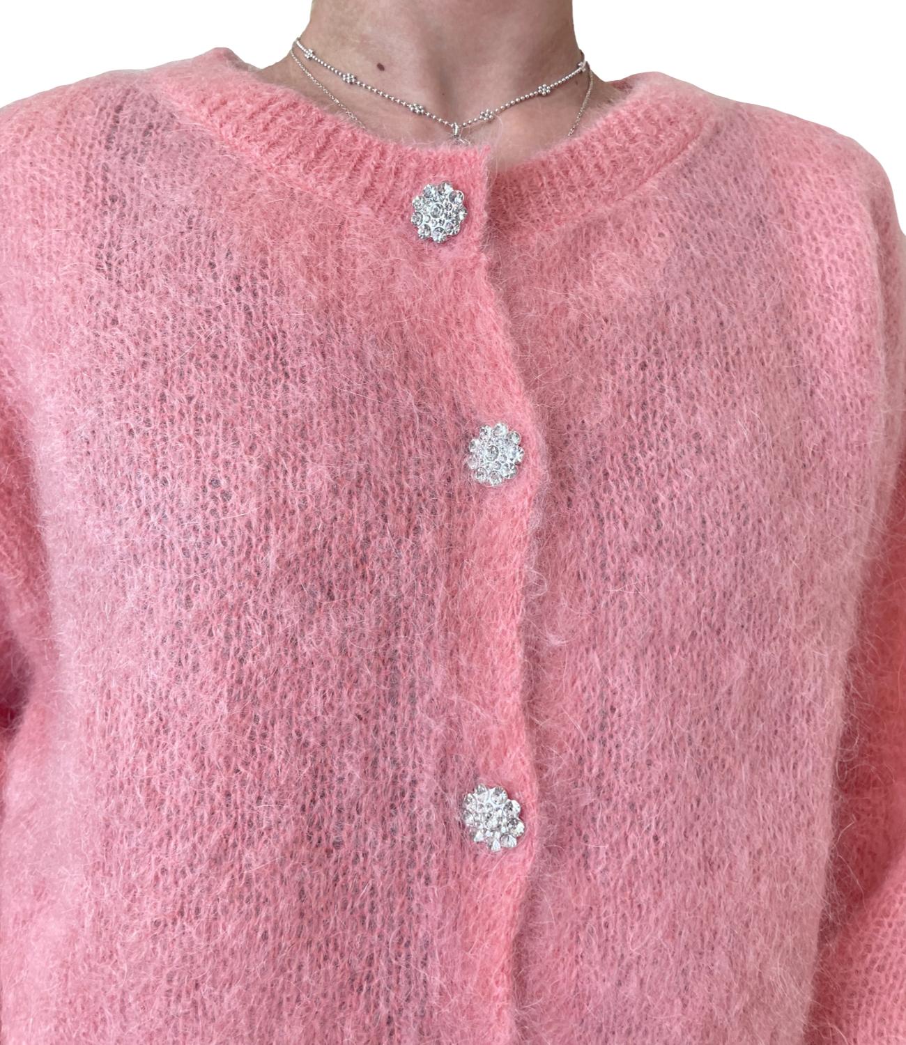 Vicolo cardigan c/bottoni gioiello rosa donna