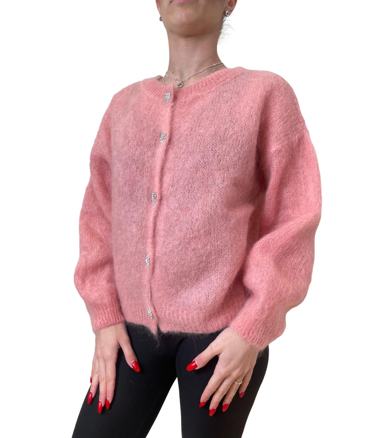 Vicolo cardigan c/bottoni gioiello rosa donna