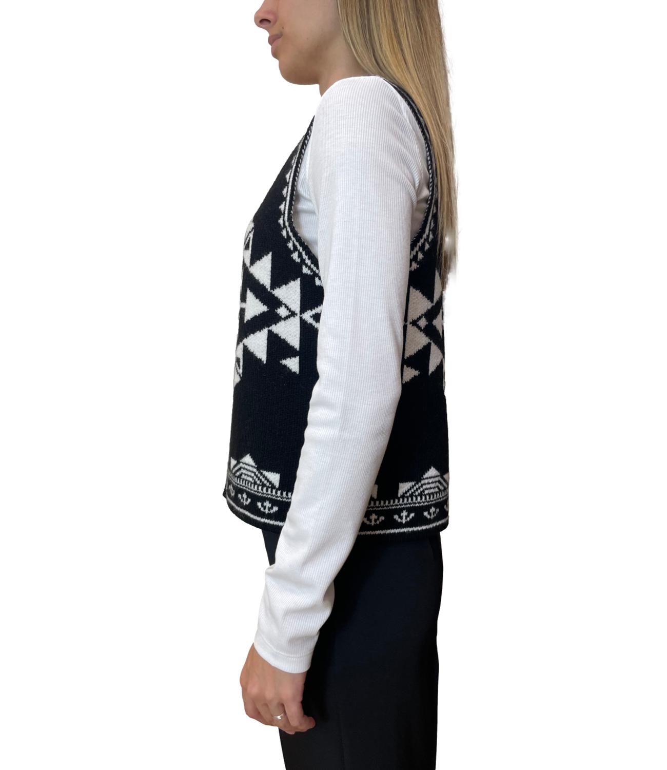 Vicolo Gilet Jacquard Nero Donna