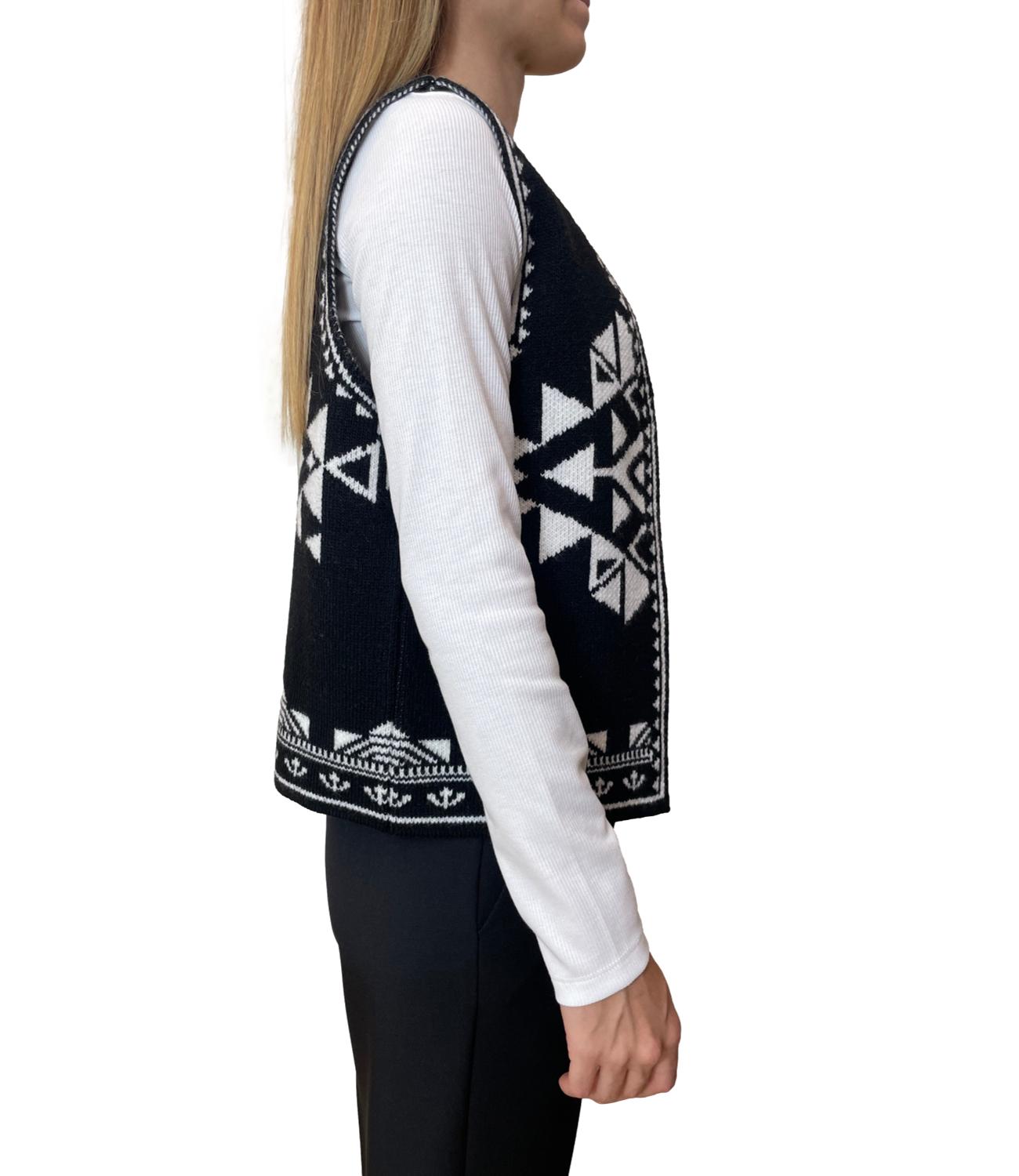 Vicolo Gilet Jacquard Nero Donna