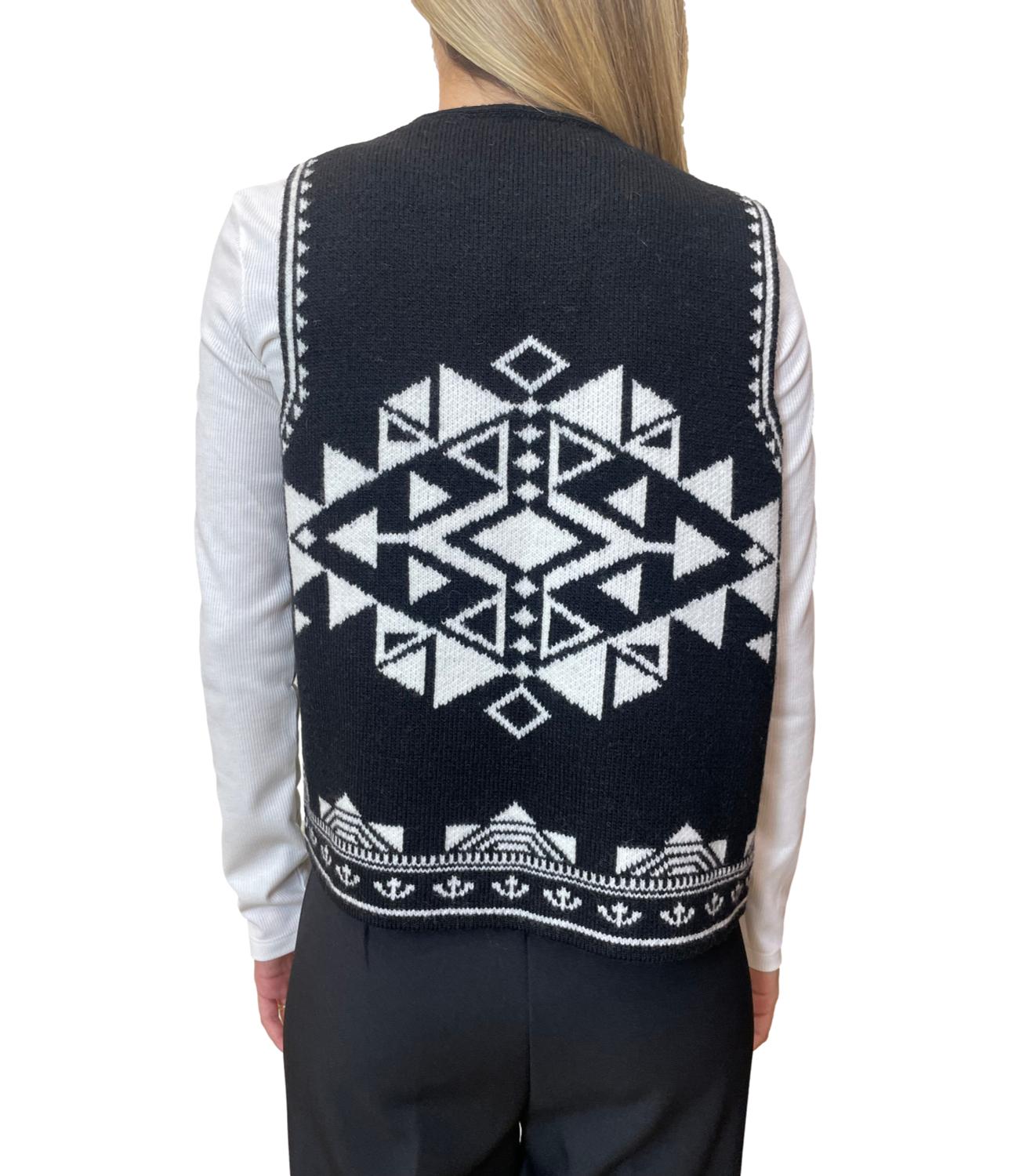 Vicolo Gilet Jacquard Nero Donna