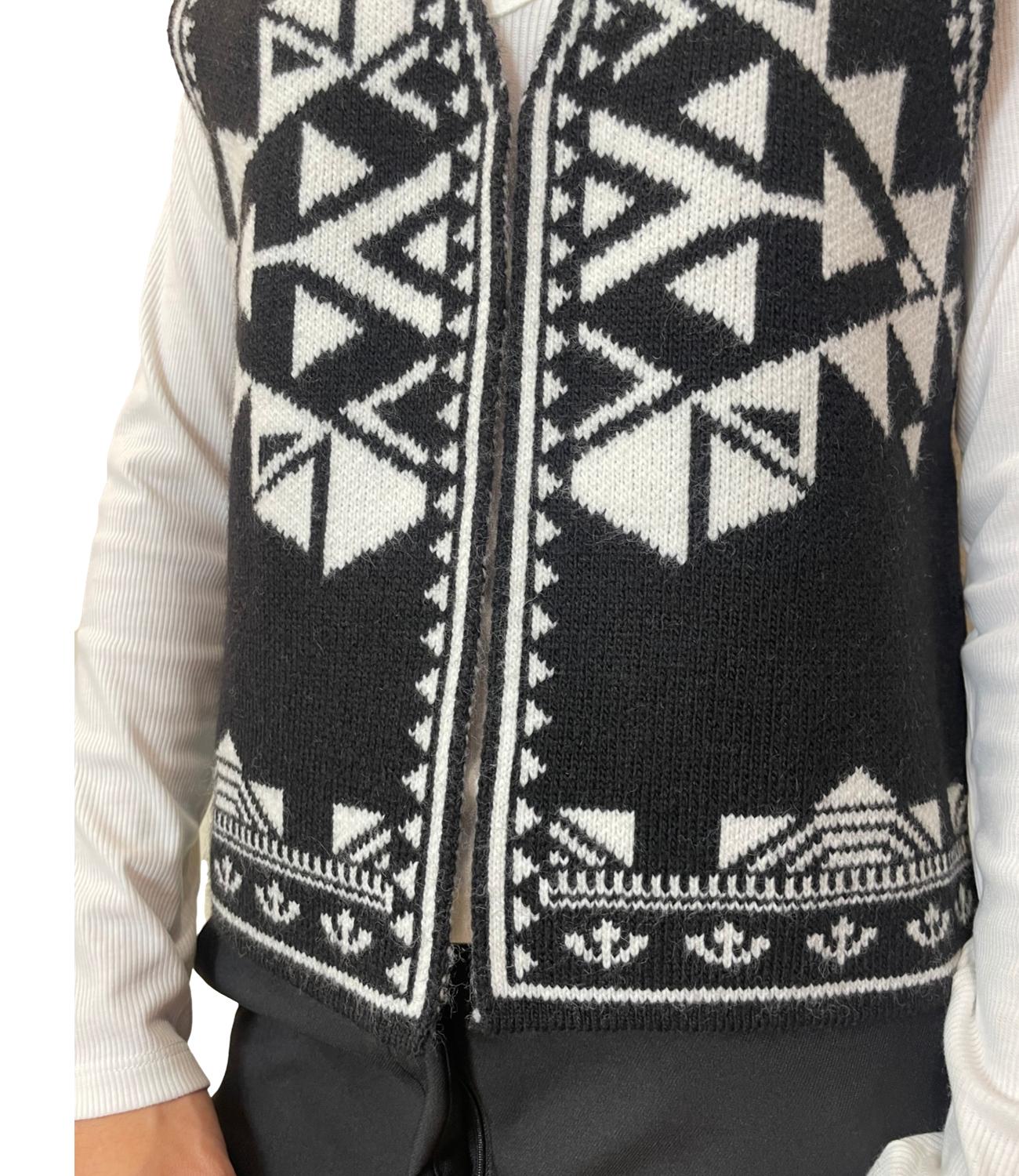 Vicolo Gilet Jacquard Nero Donna