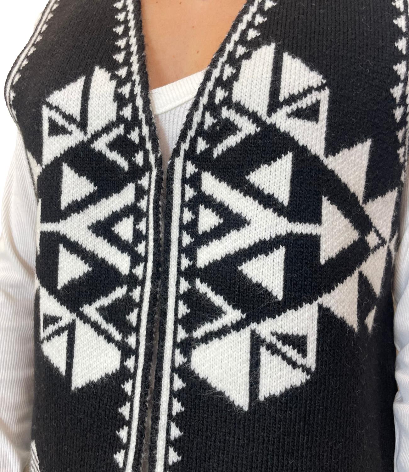 Vicolo Gilet Jacquard Nero Donna