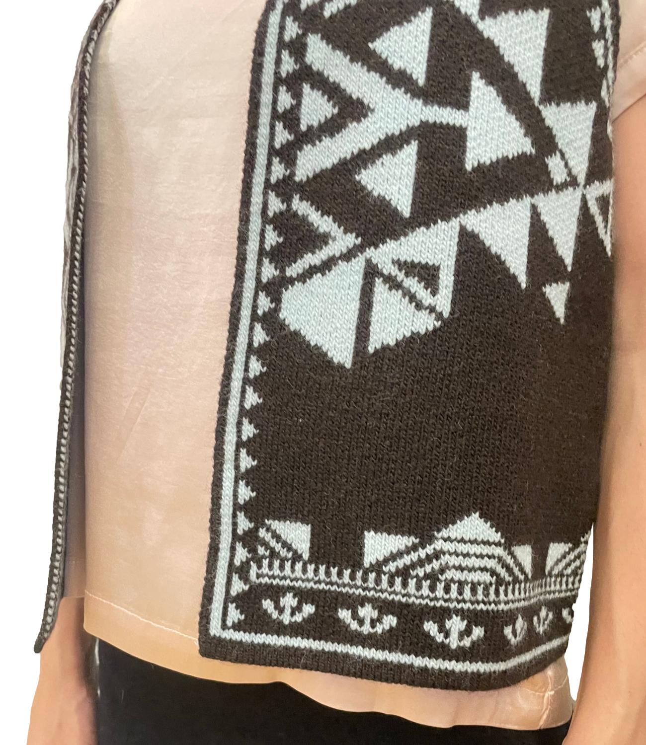 Vicolo Gilet Jacquard Marrone Donna