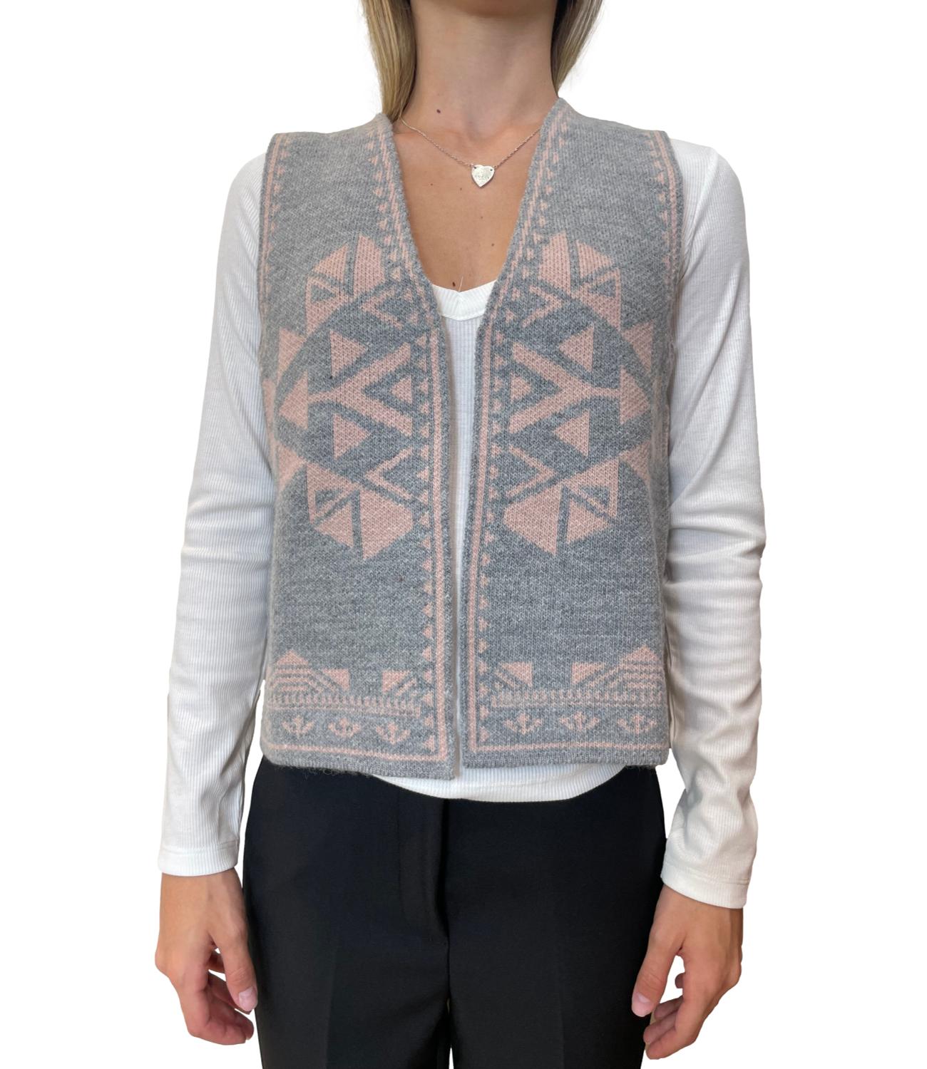 Vicolo Gilet Jacquard Grigio Donna