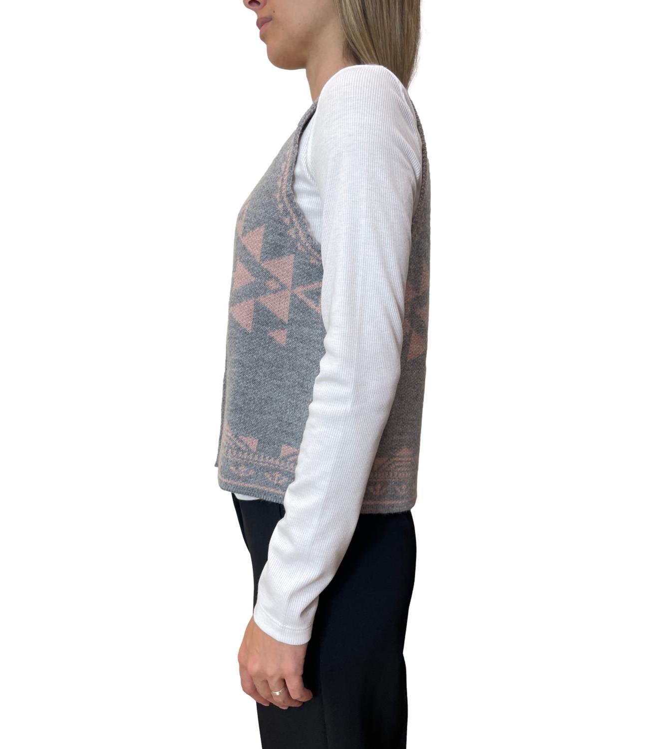 Vicolo Gilet Jacquard Grigio Donna