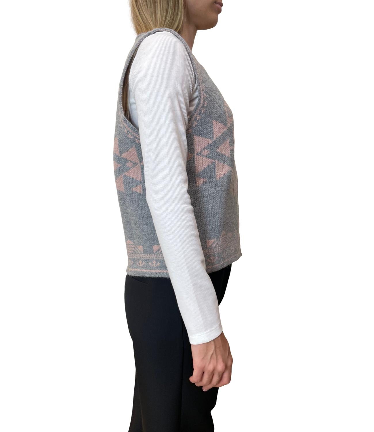 Vicolo Gilet Jacquard Grigio Donna