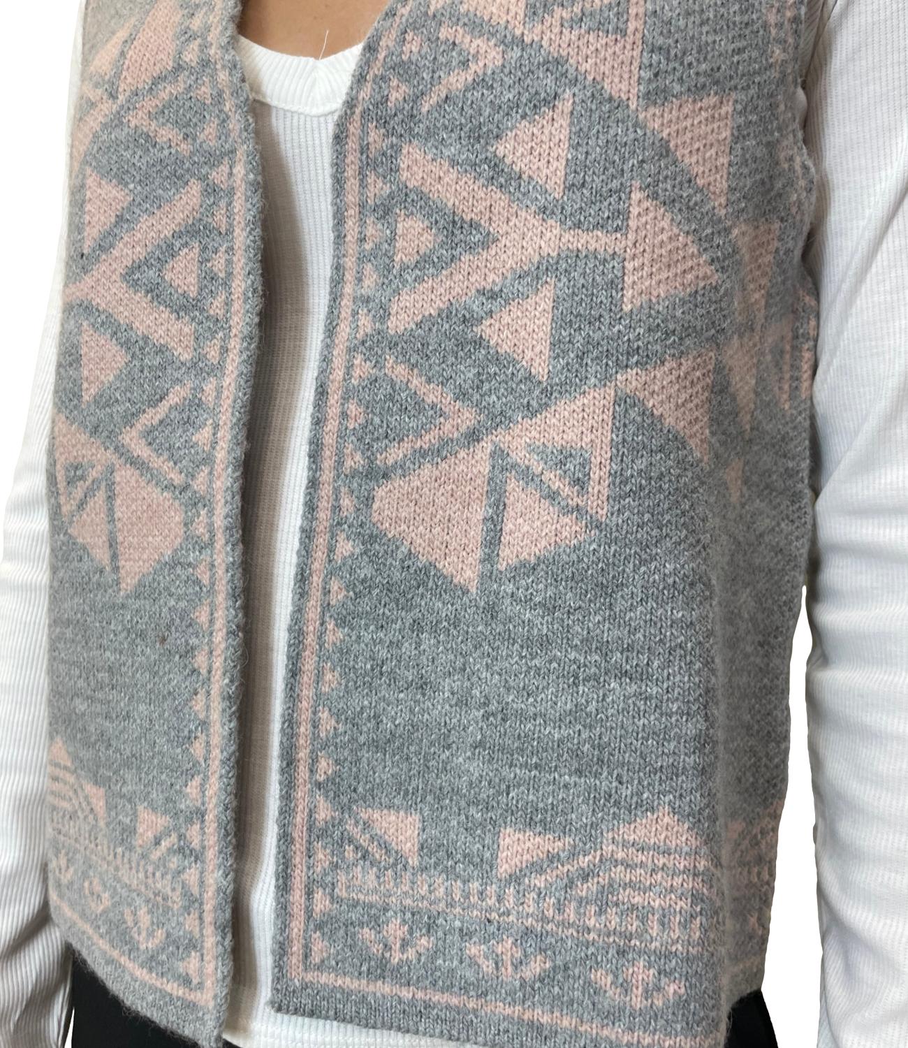 Vicolo Gilet Jacquard Grigio Donna