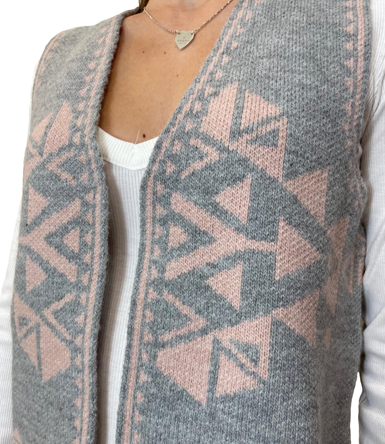 Vicolo Gilet Jacquard Grigio Donna
