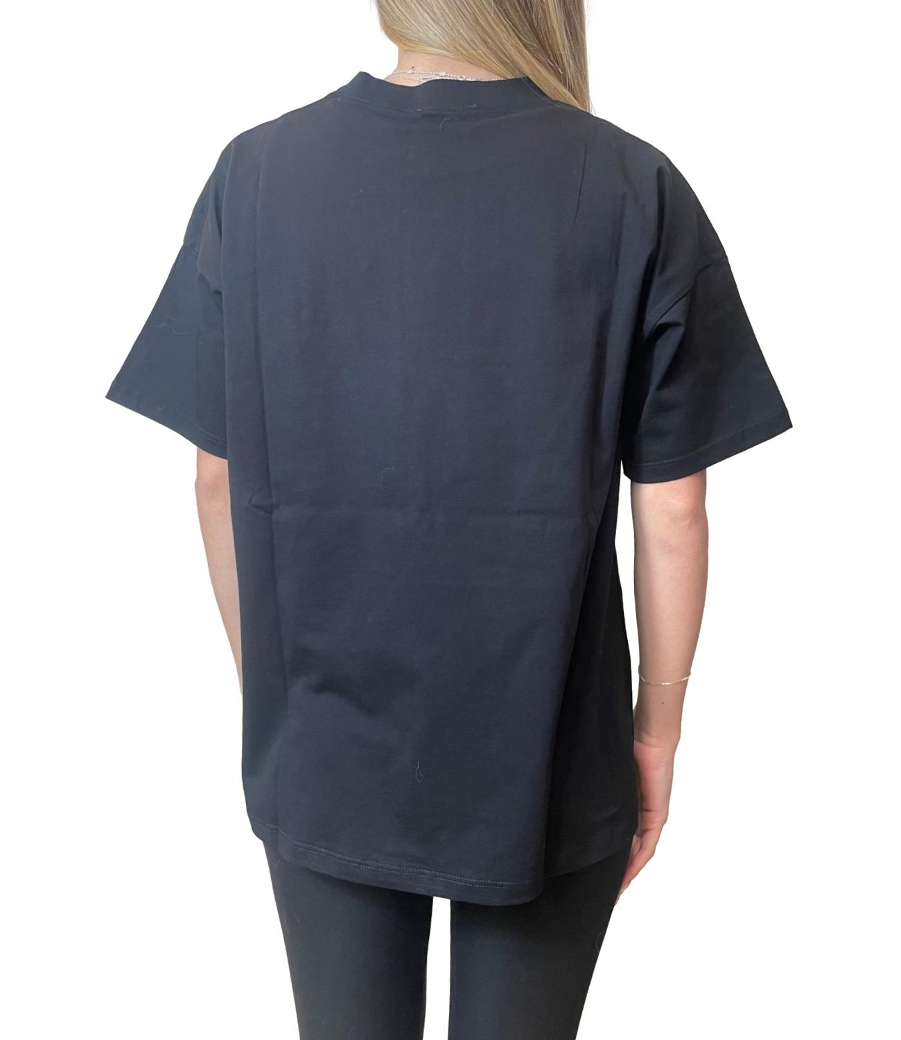 Vicolo T-shirt Stampa Orsetto Nero Donna