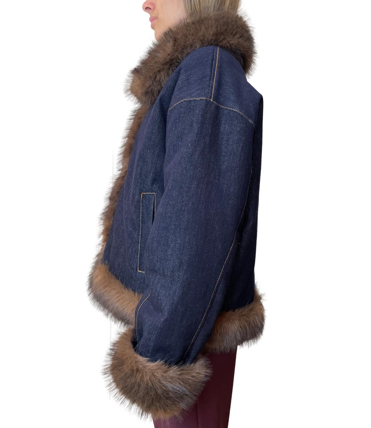 Vicolo Cappotto Denim Blu Donna