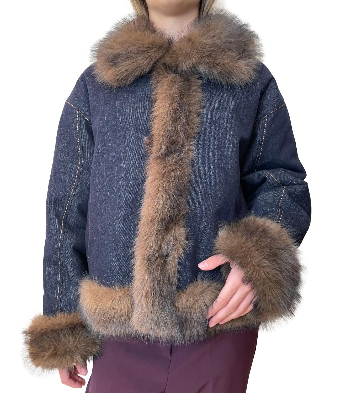 Vicolo Cappotto Denim Blu Donna