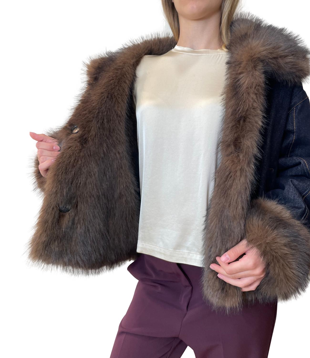 Vicolo Cappotto Denim Blu Donna