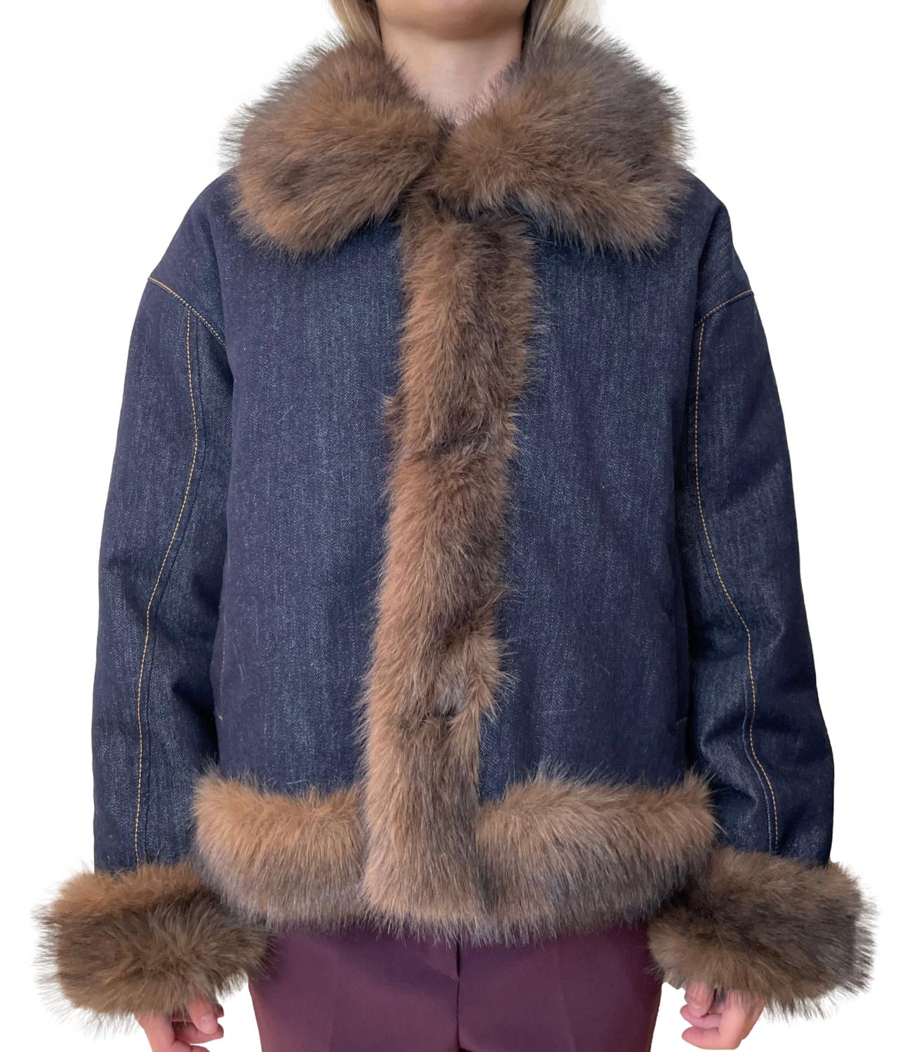 Vicolo Cappotto Denim Blu Donna