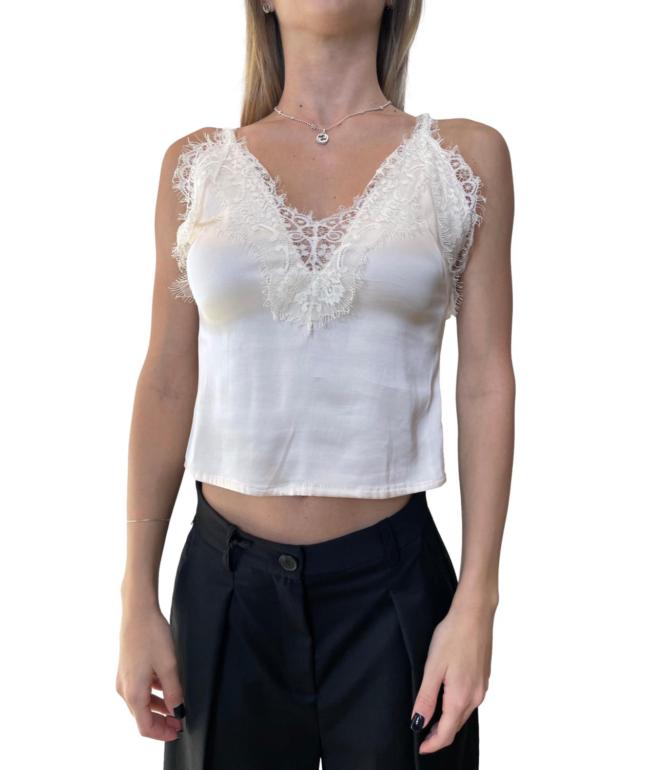 Vicolo Top Pizzo Panna Donna