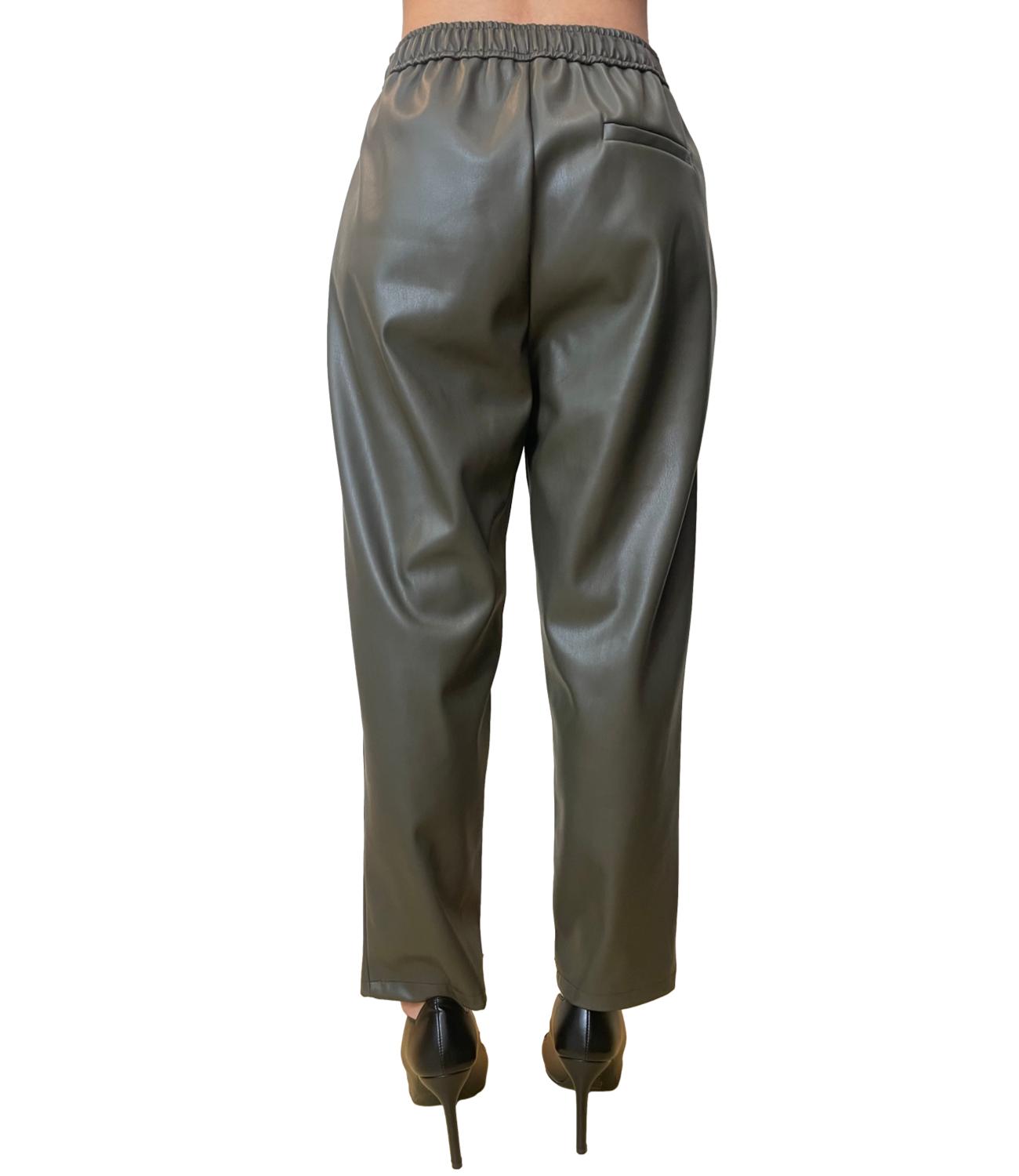 Vicolo Pantalone Ecopelle Verde Oliva Donna