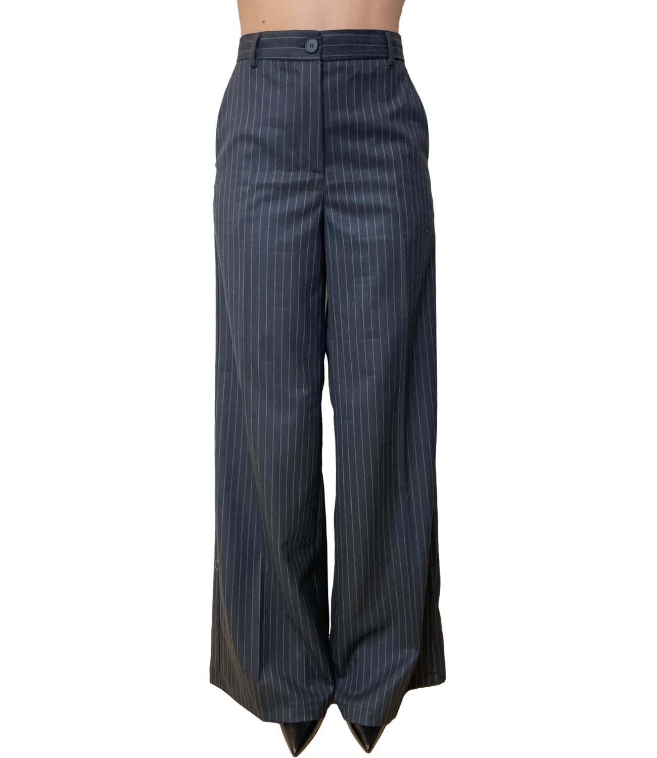 Vicolo Pantalone Gessato Grigio Donna