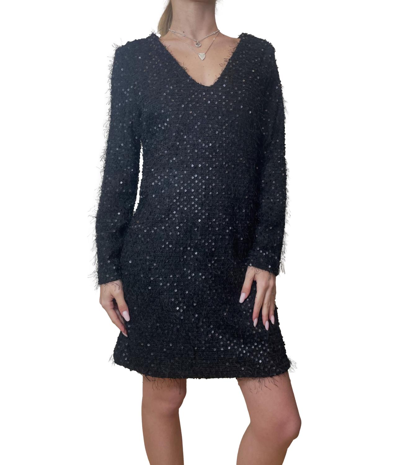 Vicolo Abito Paillettes Nero Donna